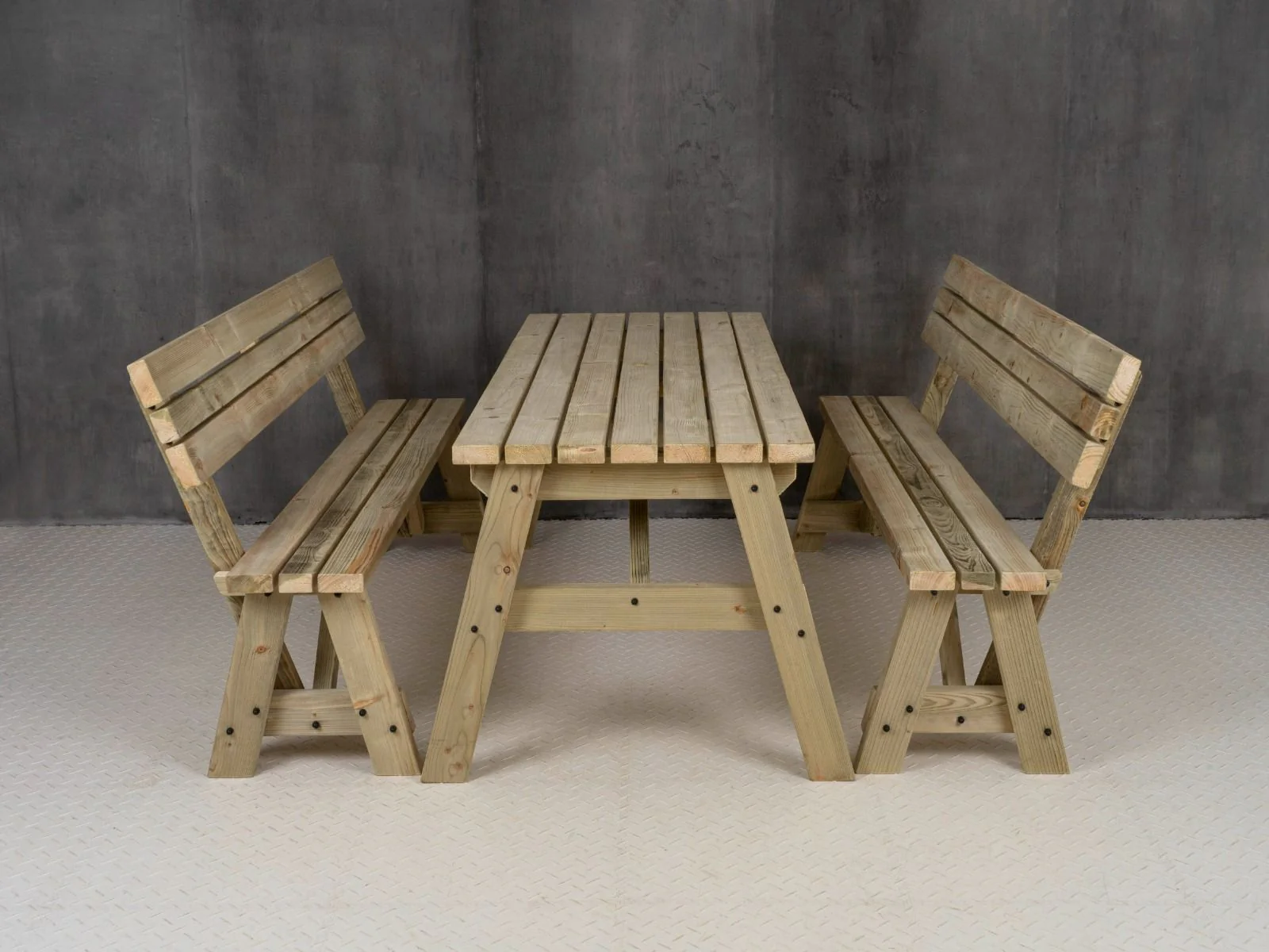 Victoria Picnic Table and Benches Set With Backrest - Image 7