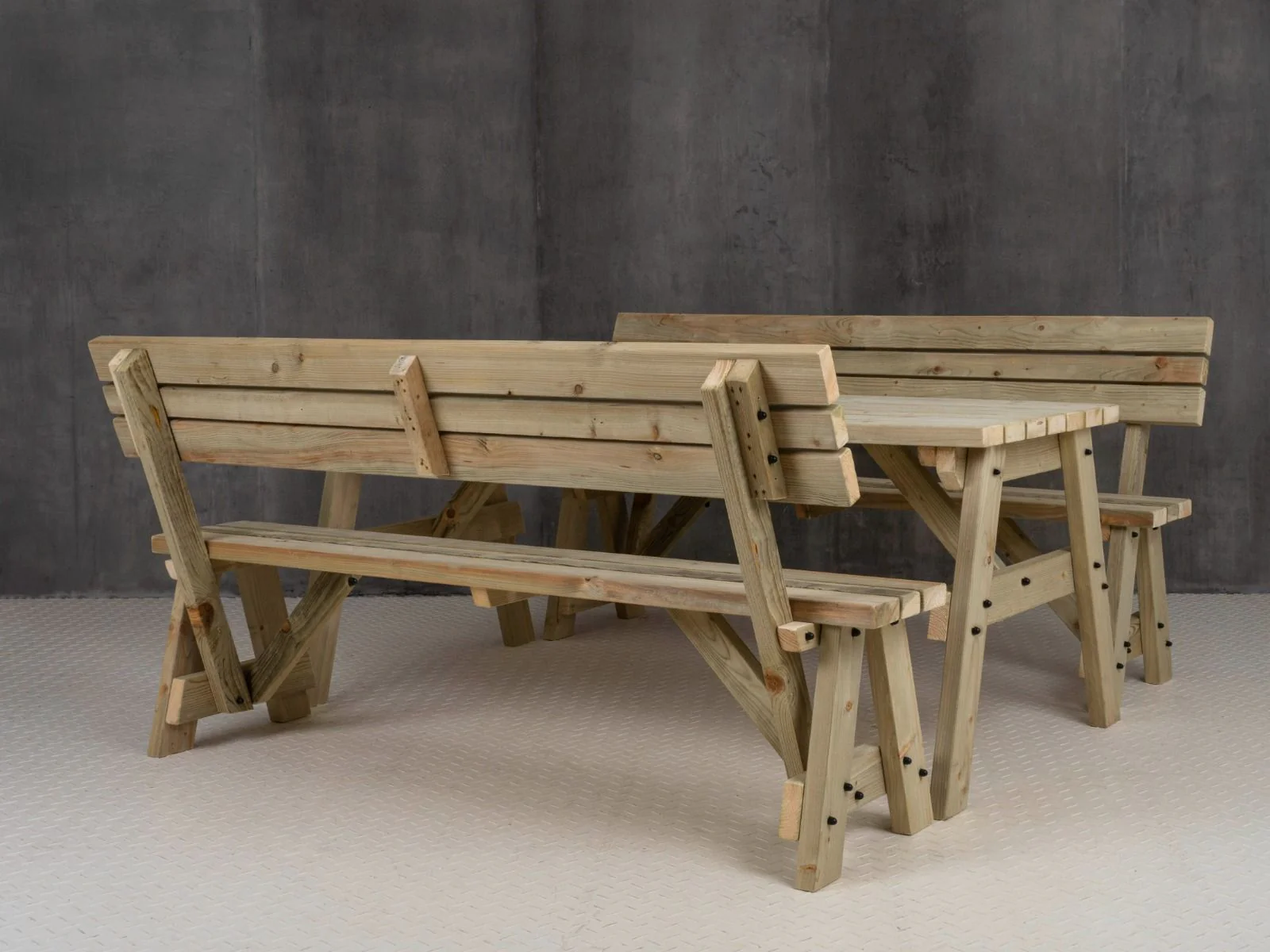 Victoria Picnic Table and Benches Set With Backrest - Image 8