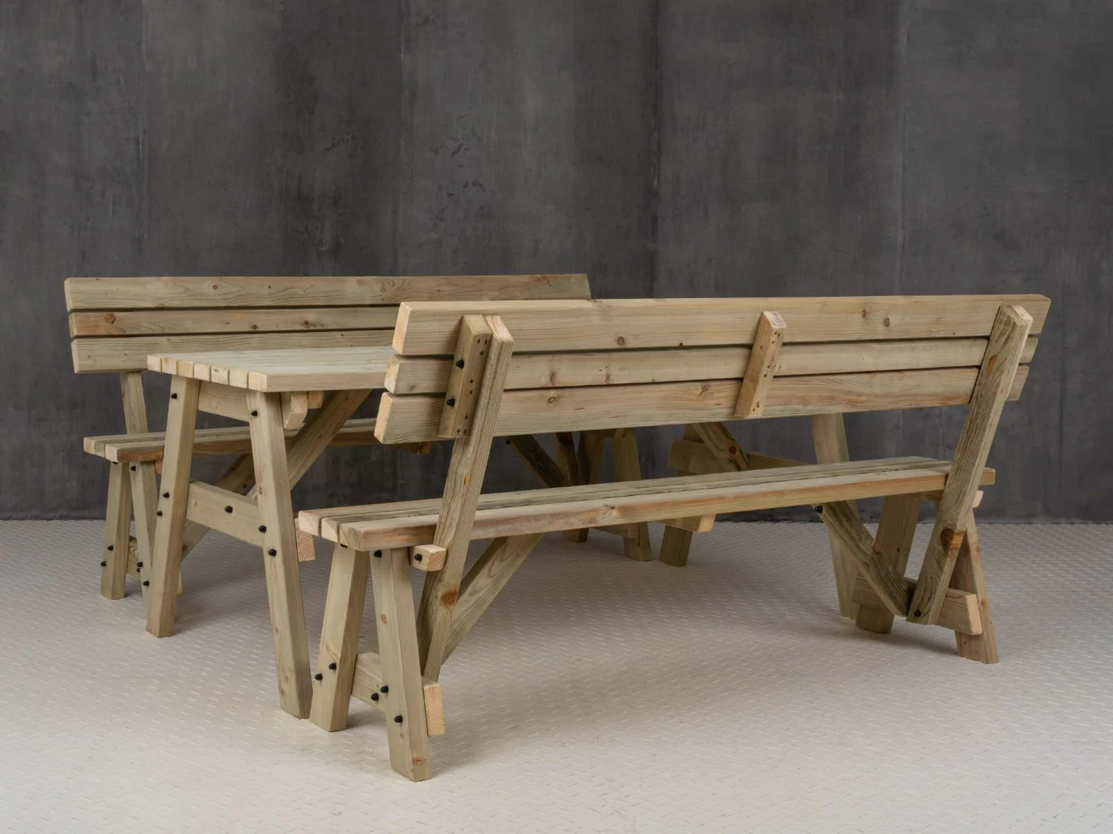 Victoria Picnic Table and Benches Set With Backrest - Image 9