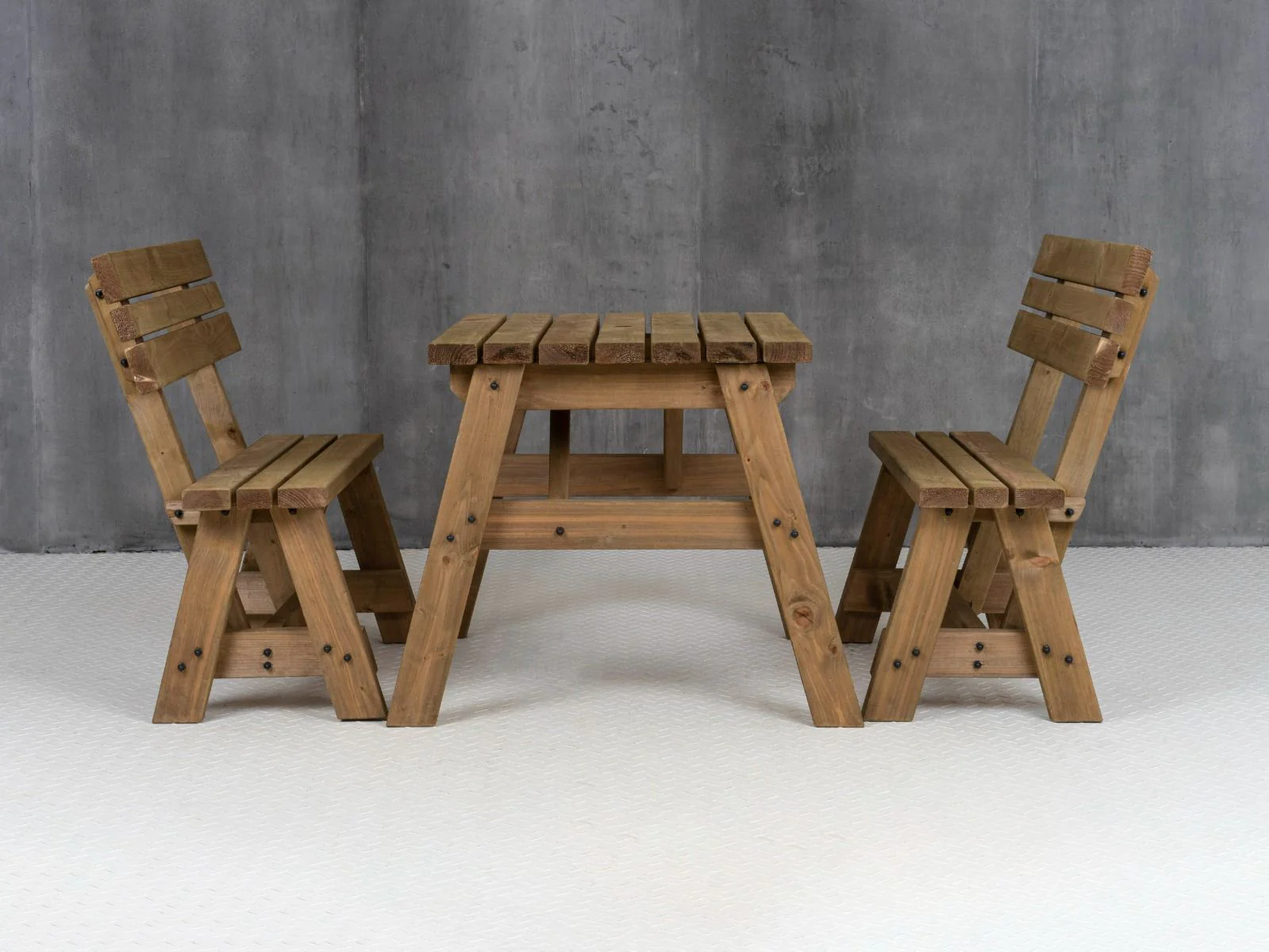 Victoria Picnic Table and Benches Set With Backrest - Rustic Finish - Image 12
