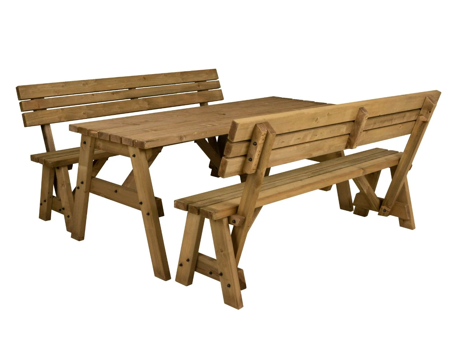Victoria Picnic Table and Benches Set With Backrest - Rustic Finish - Image 7