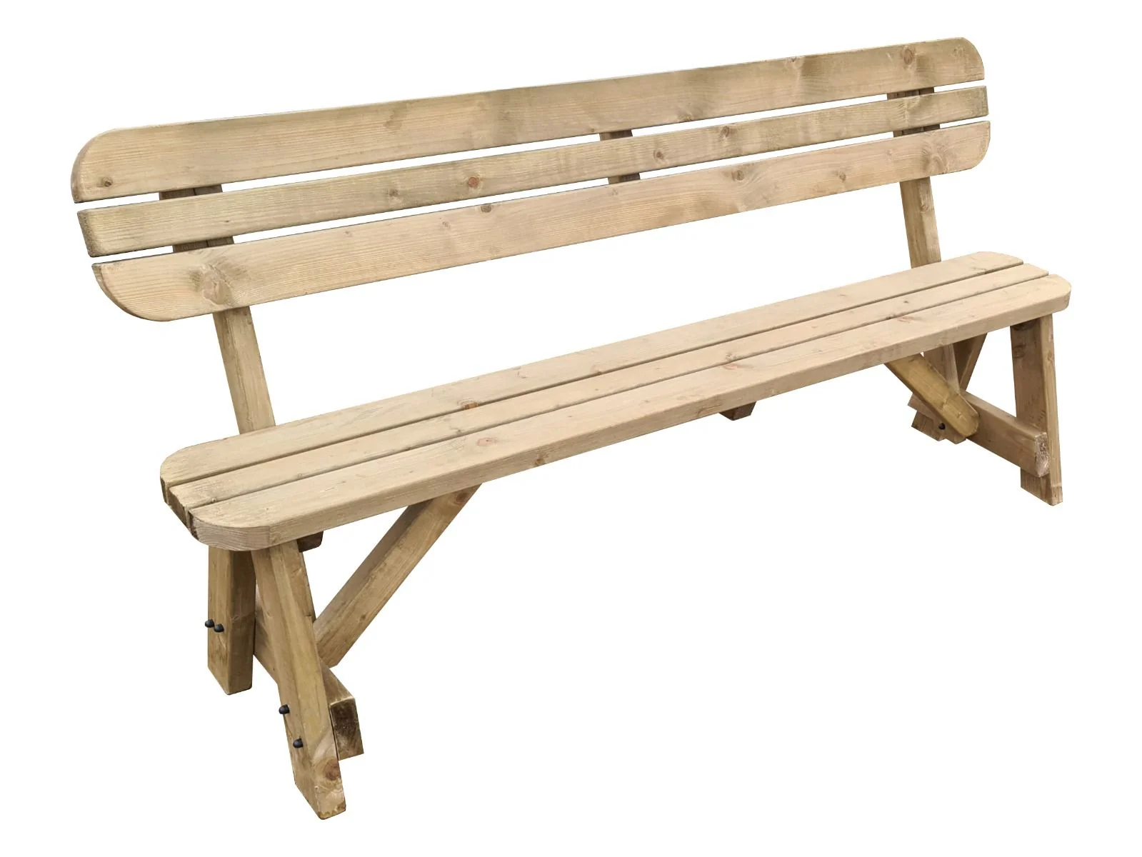 Victoria Rounded Garden Fence Bench with Backrest - Rustic Finish - Image 5