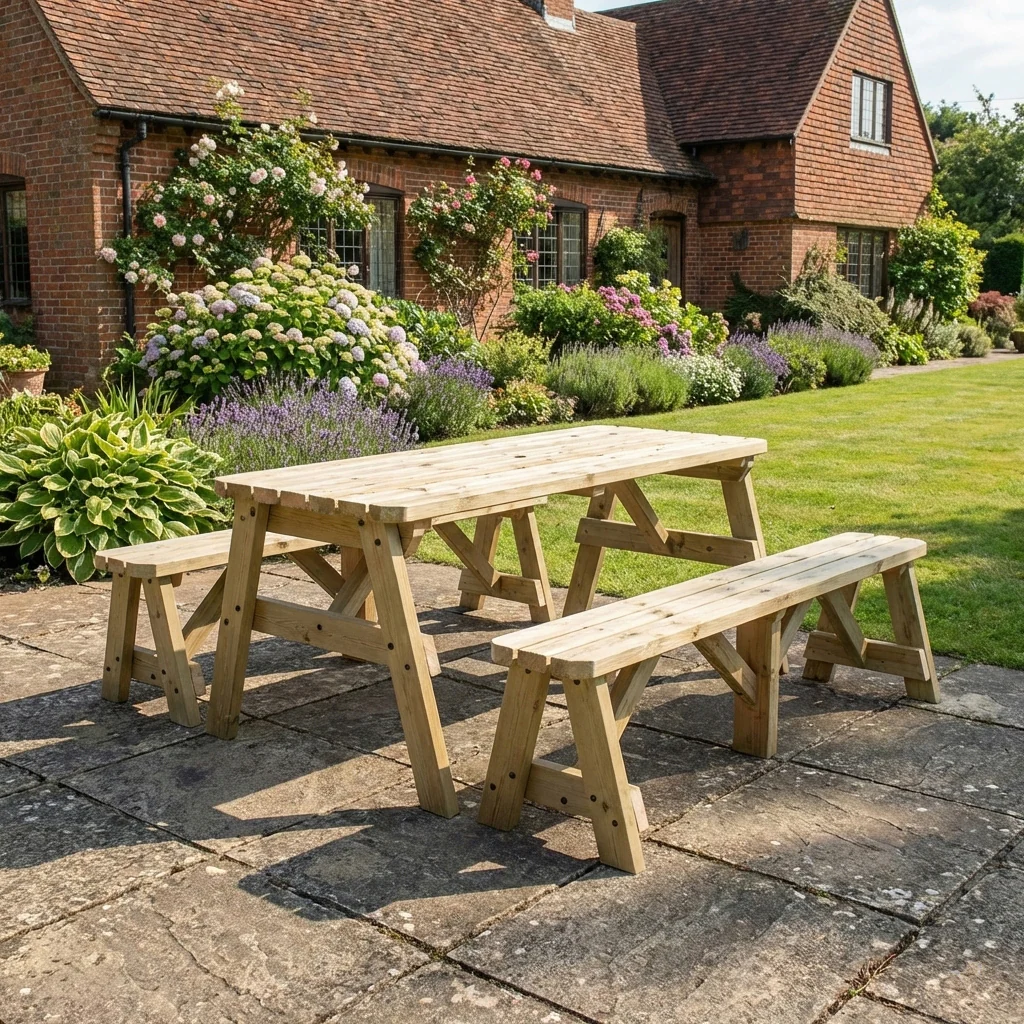 Victoria Rounded Picnic Table and Benches Set - Image 5
