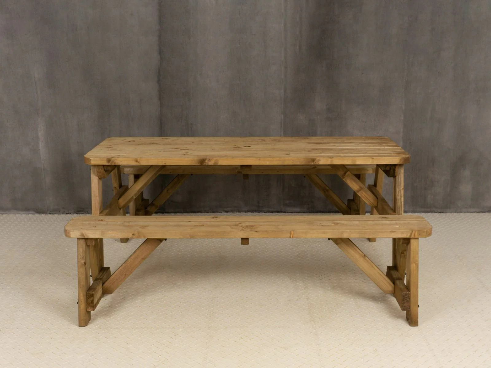 Victoria Rounded Picnic Table and Benches Set - Rustic Finish - Image 10