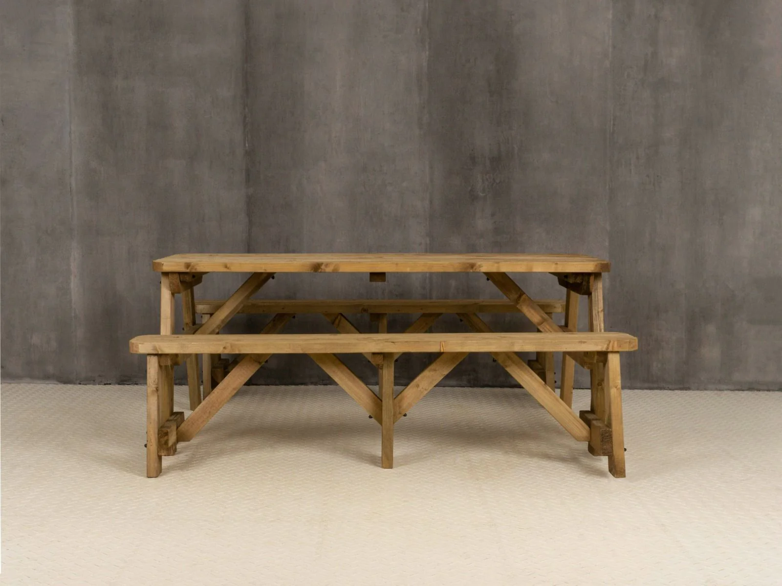Victoria Rounded Picnic Table and Benches Set - Rustic Finish - Image 14