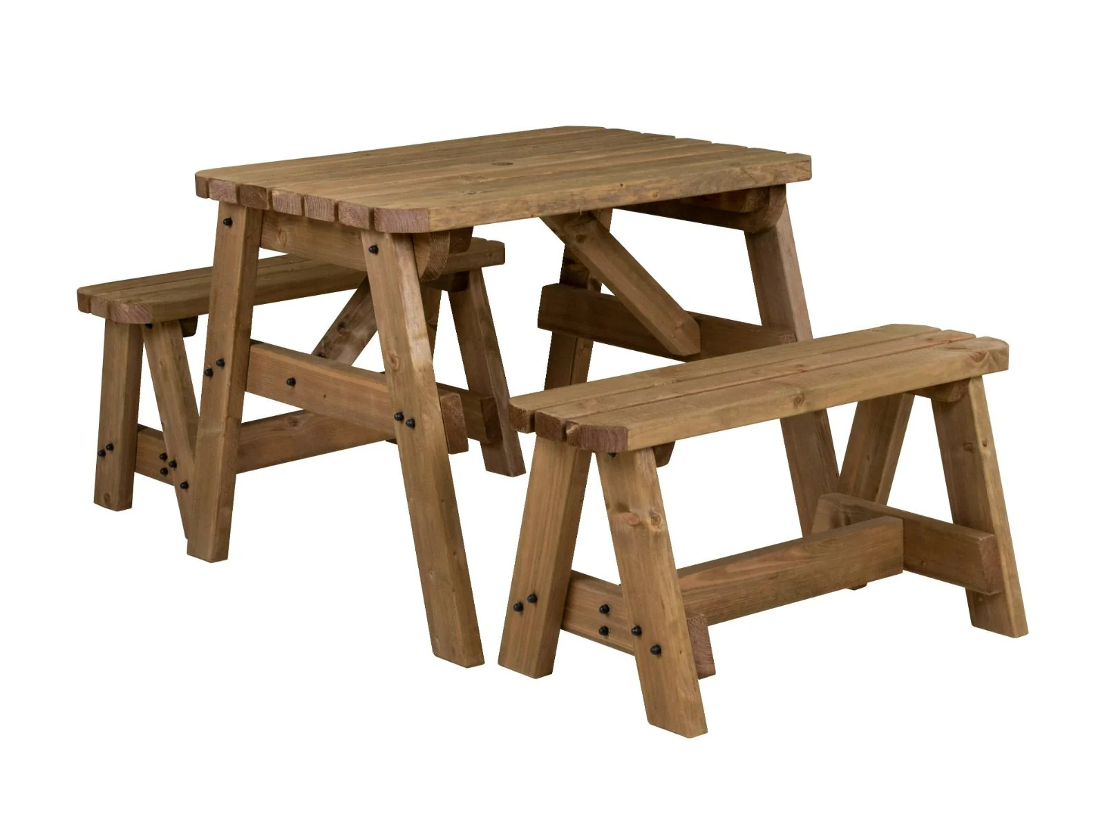 Victoria Rounded Picnic Table and Benches Set - Rustic Finish - Image 6