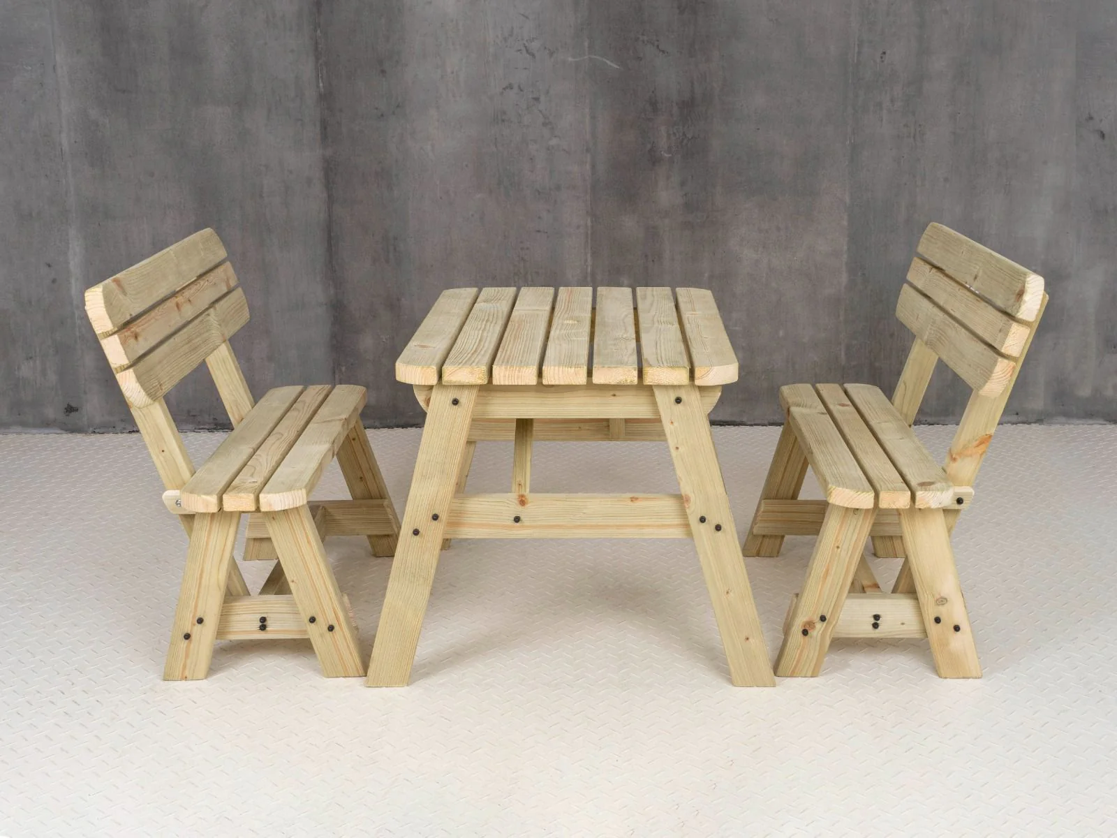 Victoria Rounded Picnic Table Benches Set With Backrest - Image 10