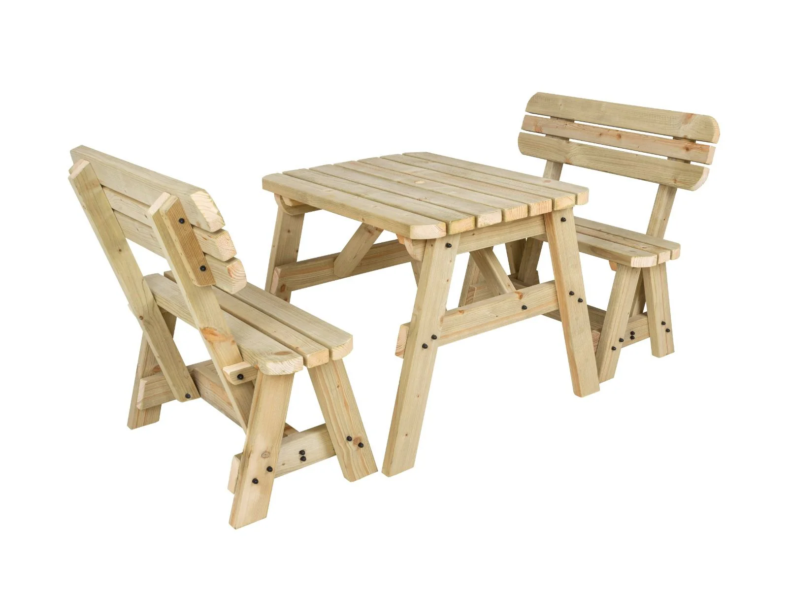 Victoria Rounded Picnic Table Benches Set With Backrest - Image 9
