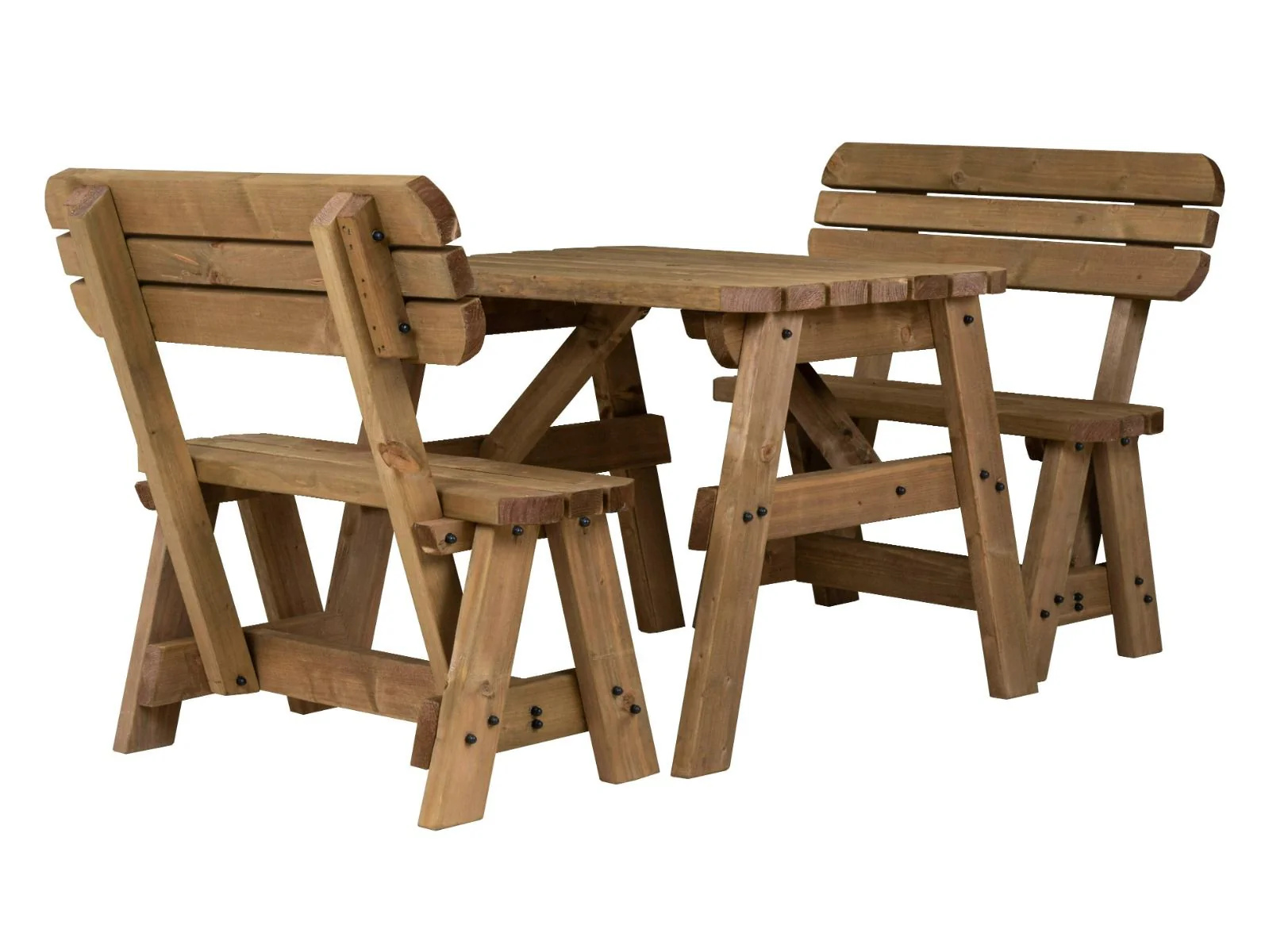 Victoria Rounded Picnic Table and Benches Set With Backrest - Rustic Finish - Image 13