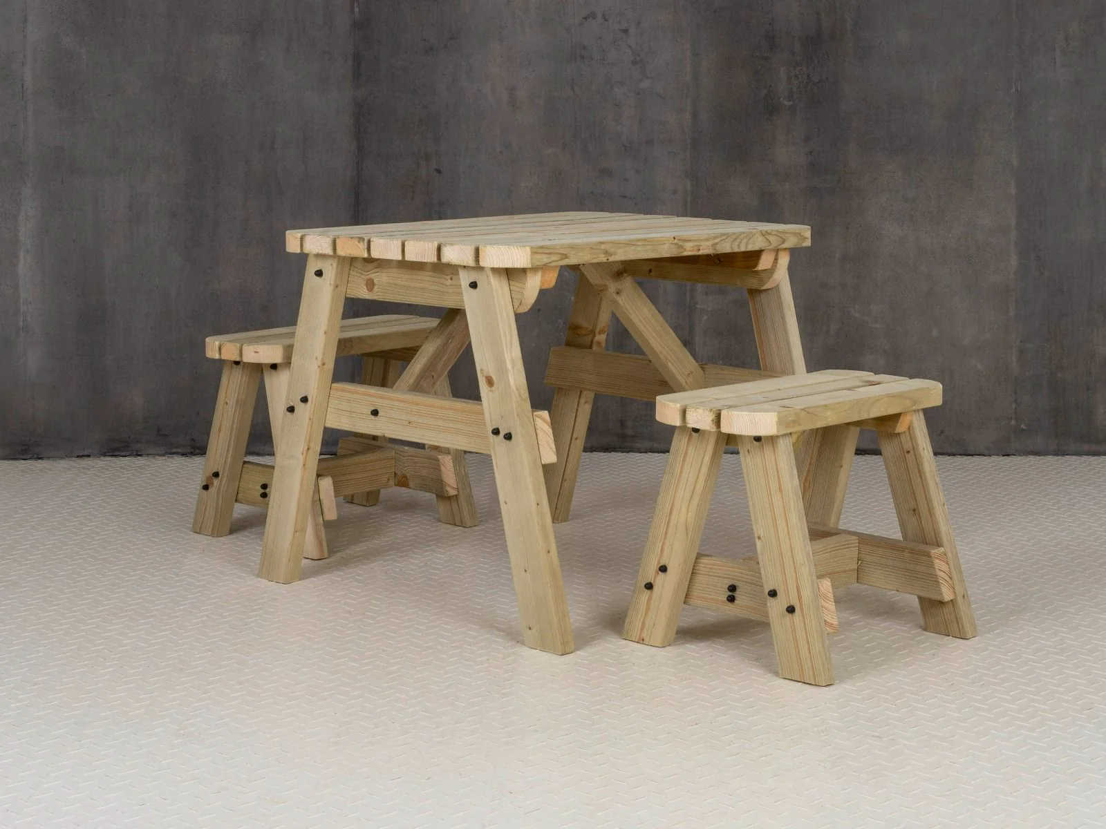 Victoria Rounded Space Saving Picnic Table and Benches Set - Image 11