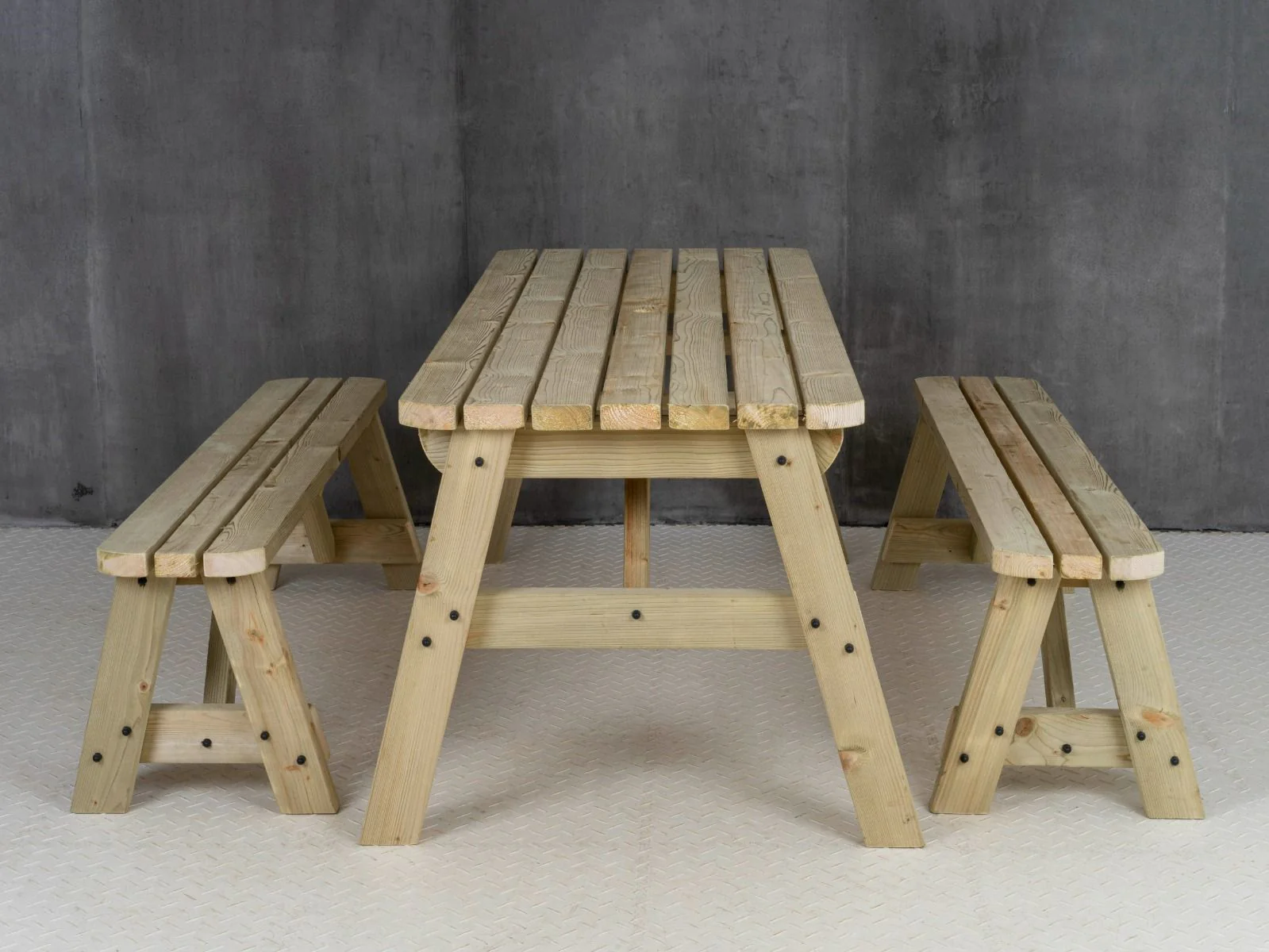Victoria Rounded Space Saving Picnic Table and Benches Set - Image 7
