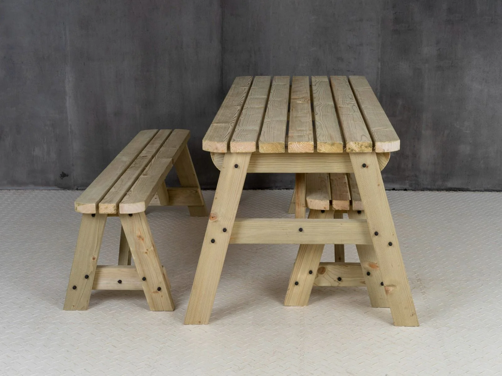 Victoria Rounded Space Saving Picnic Table and Benches Set - Image 8