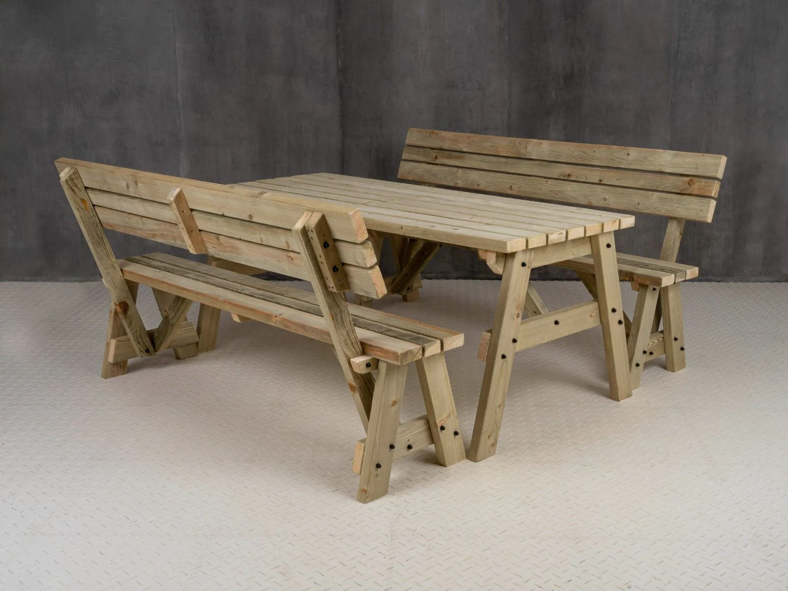 Victoria Space Saving Picnic Table and Benches Set With Backrest - Image 7