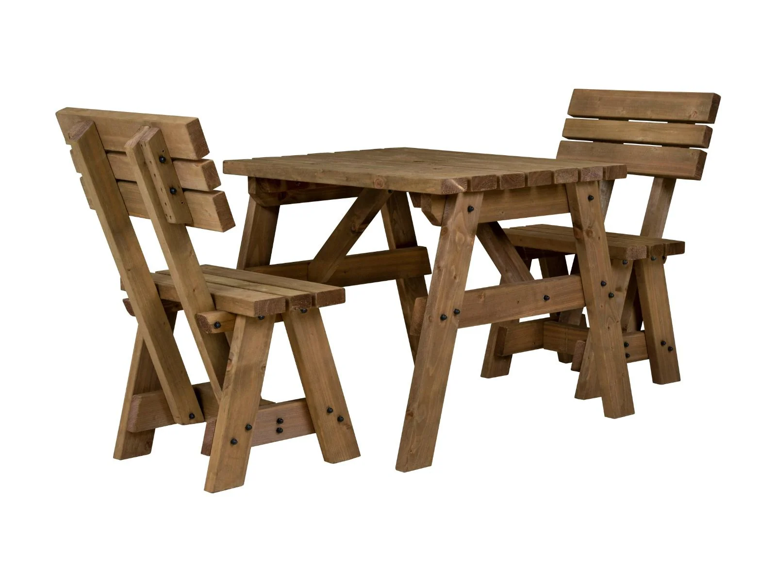 Victoria Space Saving Picnic Table and Benches Set With Backrest - Rustic Finish - Image 11