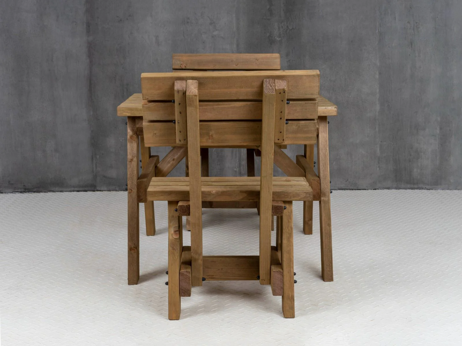 Victoria Space Saving Picnic Table and Benches Set With Backrest - Rustic Finish - Image 13
