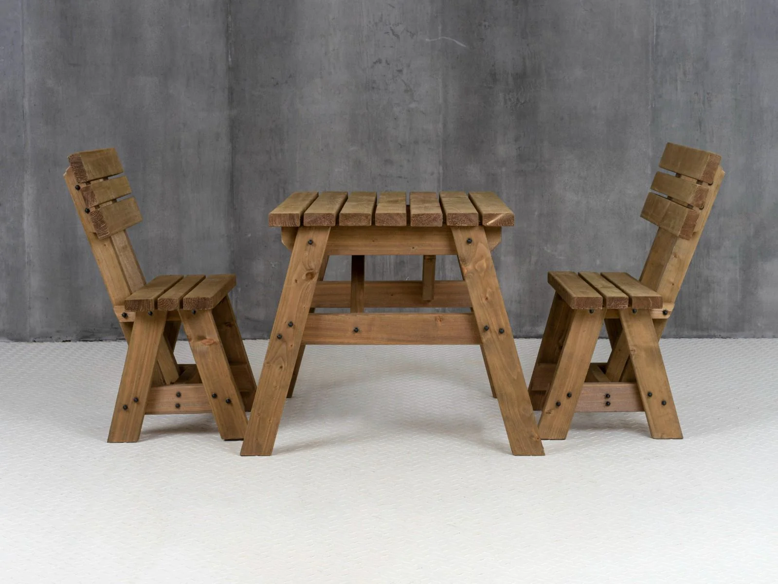 Victoria Space Saving Picnic Table and Benches Set With Backrest - Rustic Finish - Image 14