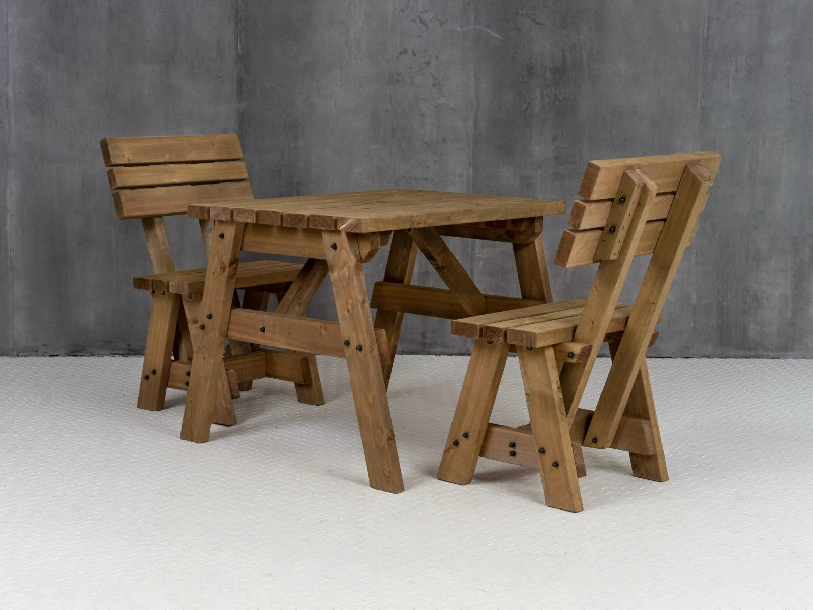 Victoria Space Saving Picnic Table and Benches Set With Backrest - Rustic Finish - Image 16