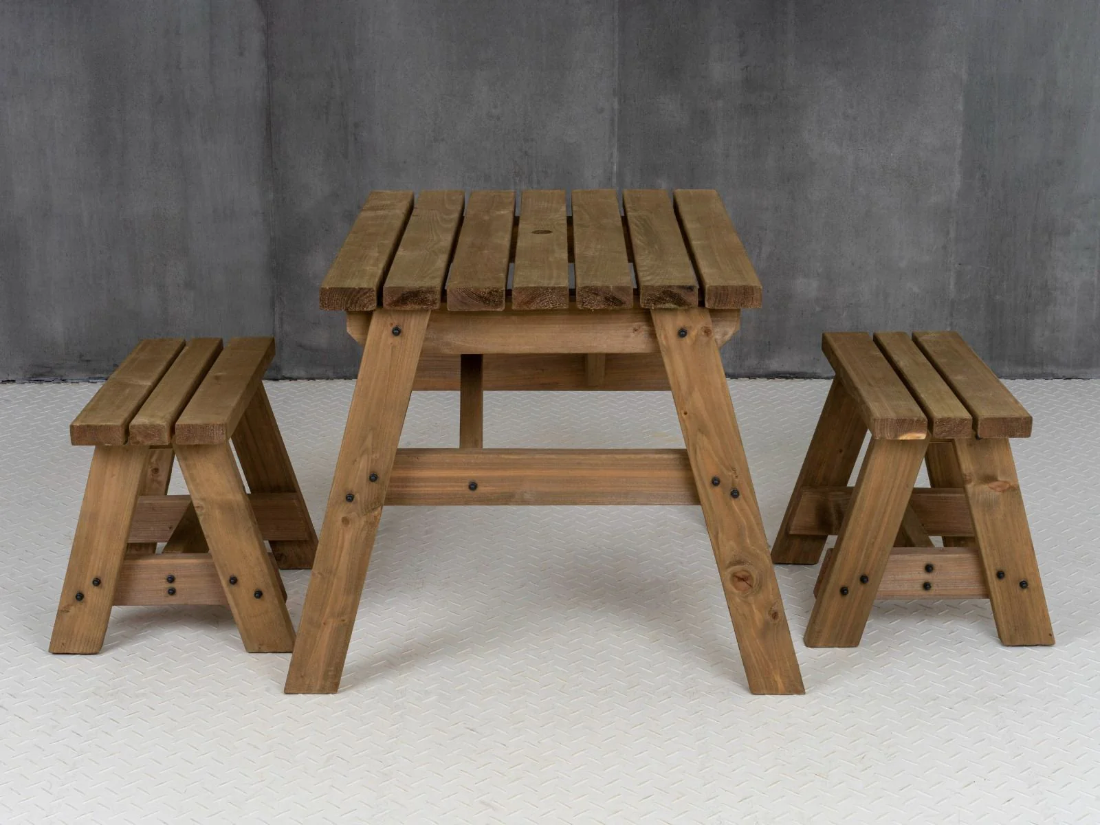 Victoria Space Saving Picnic Table and Benches Set - Rustic Finish - Image 11