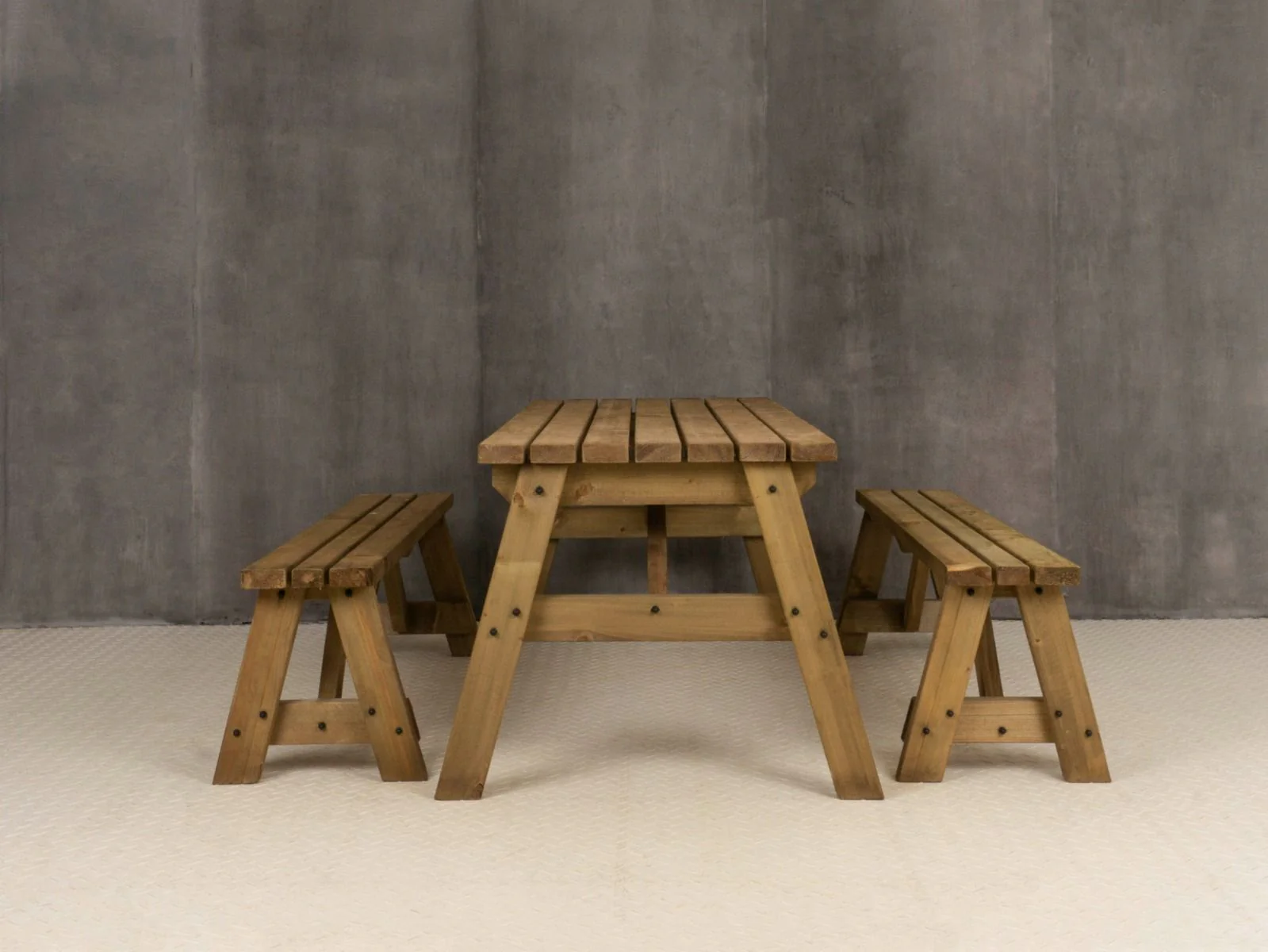 Victoria Space Saving Picnic Table and Benches Set - Rustic Finish - Image 6