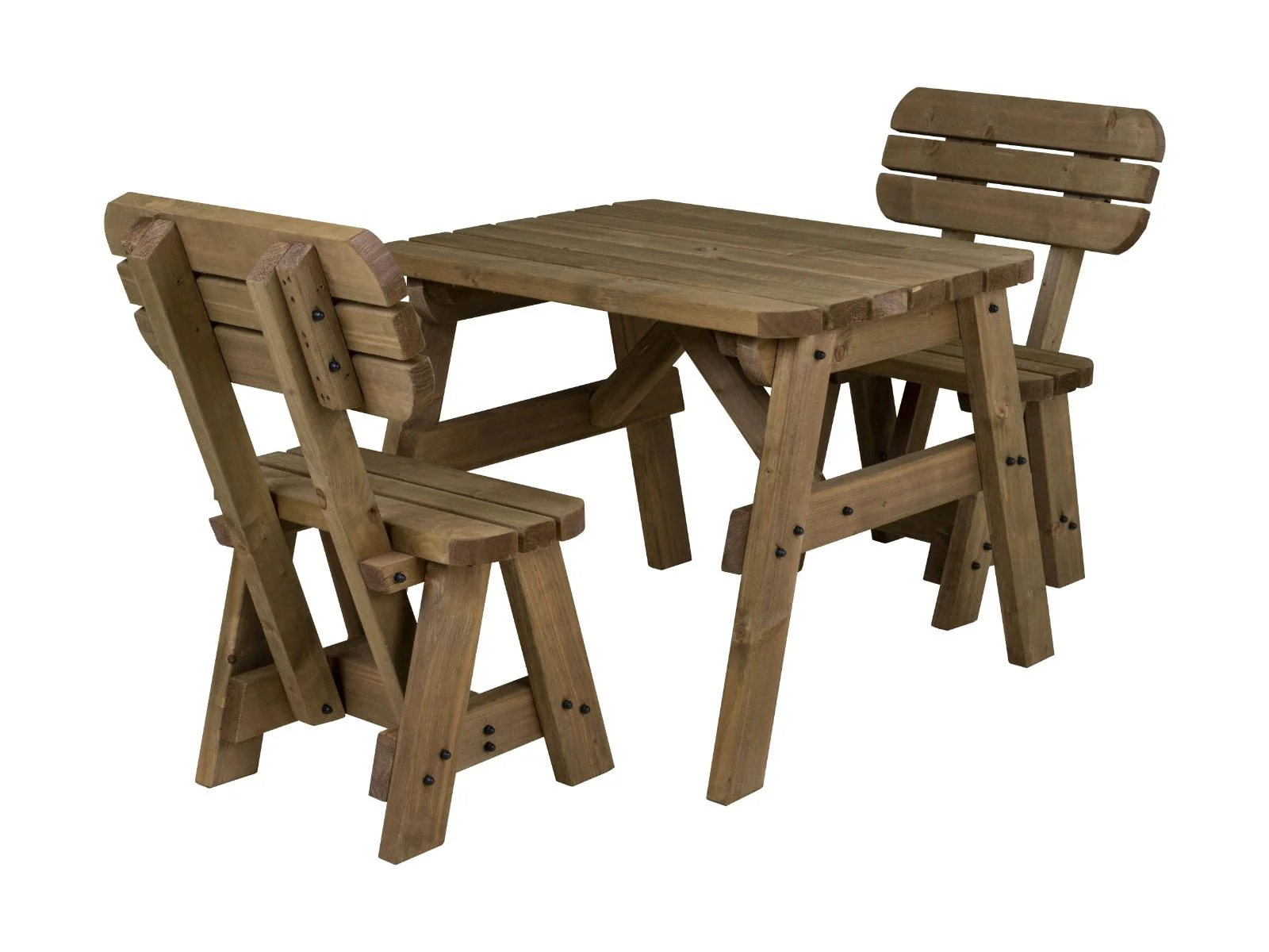 Victoria Space Saving Rounded Picnic Table and Bench Set With Backrest - Rustic Finish - Image 10