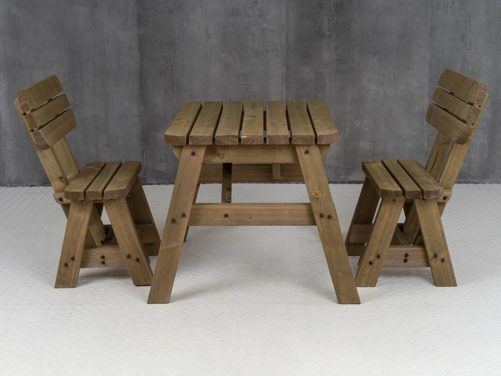 Victoria Space Saving Rounded Picnic Table and Bench Set With Backrest - Rustic Finish - Image 14