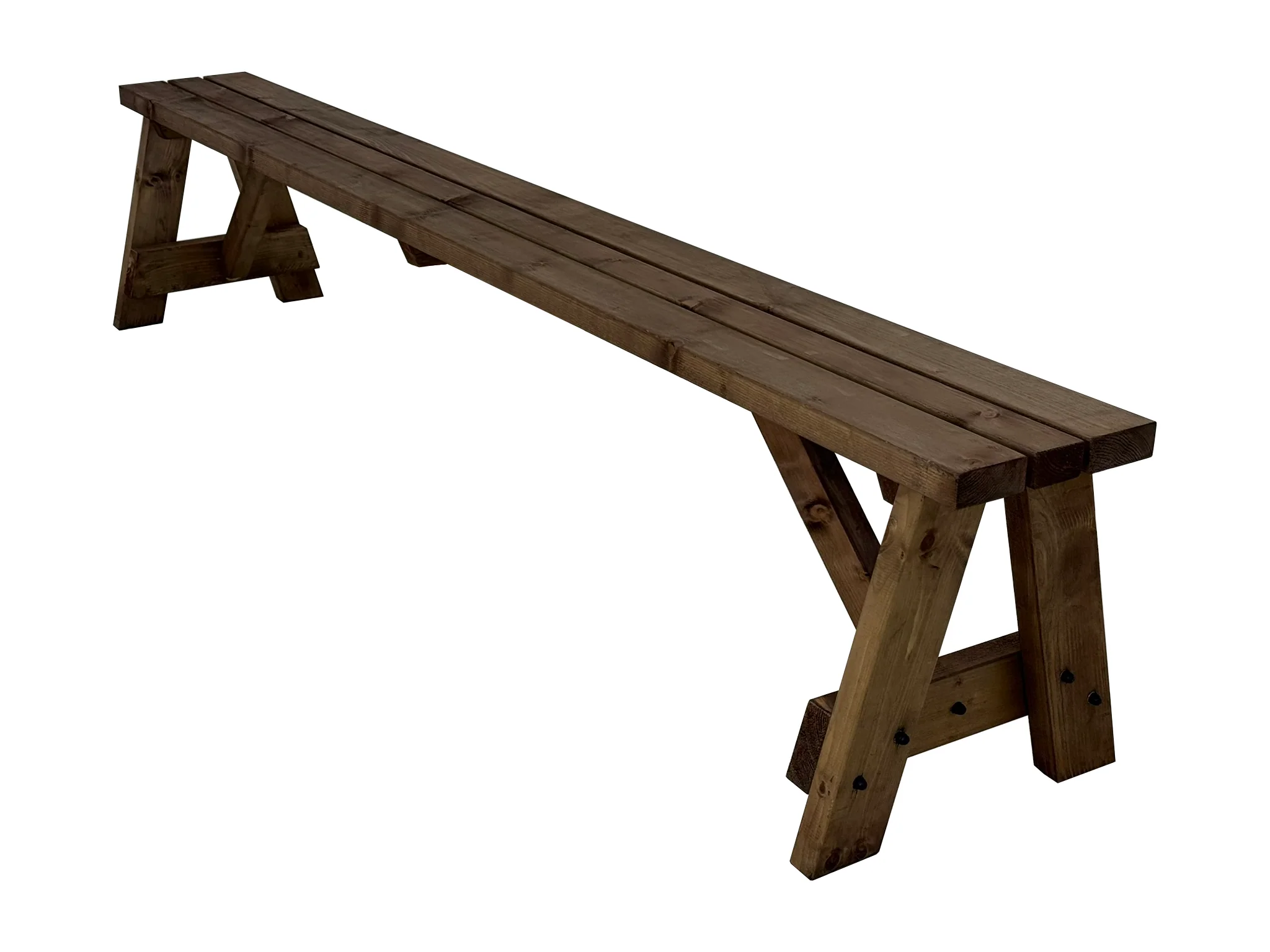 Victoria Wooden Garden Bench, Outdoor Fence Seat - Rustic Brown Finish - Image 4