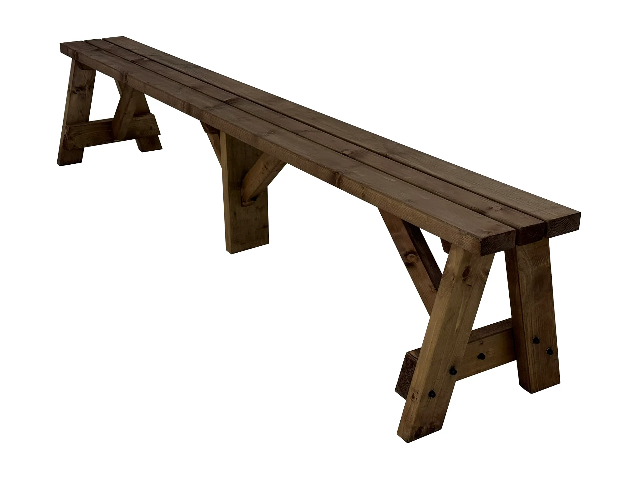 Victoria Wooden Garden Bench, Outdoor Fence Seat - Rustic Brown Finish - Image 5