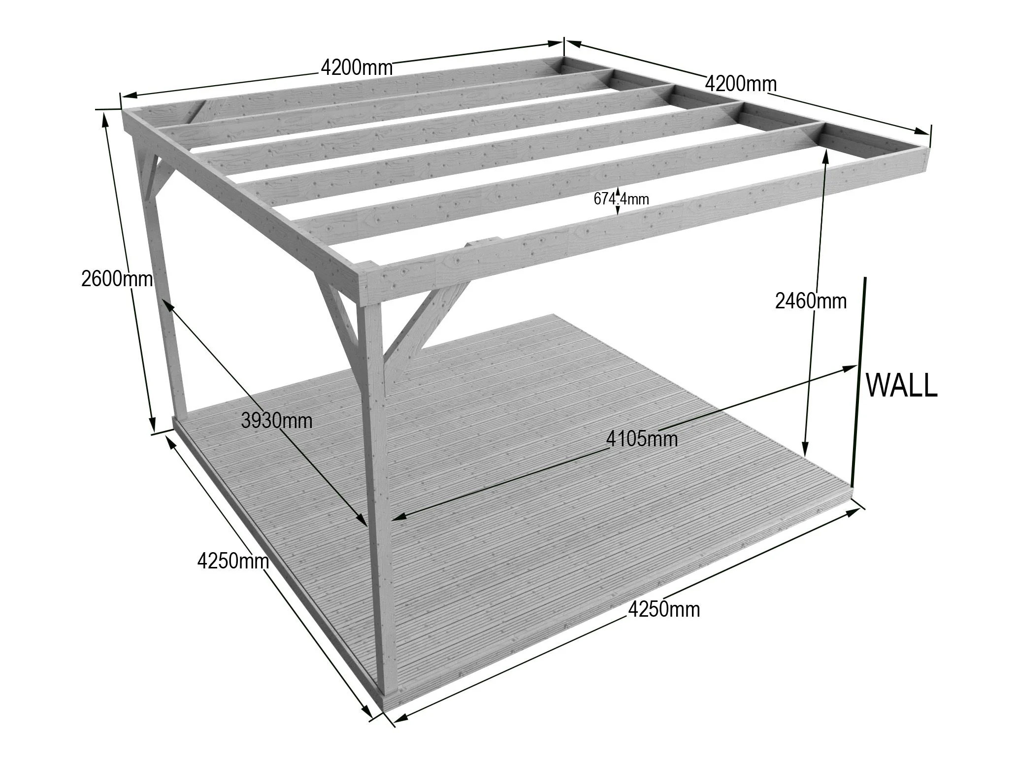 Wall-mounted Box Pergola and Decking Kit - Image 12