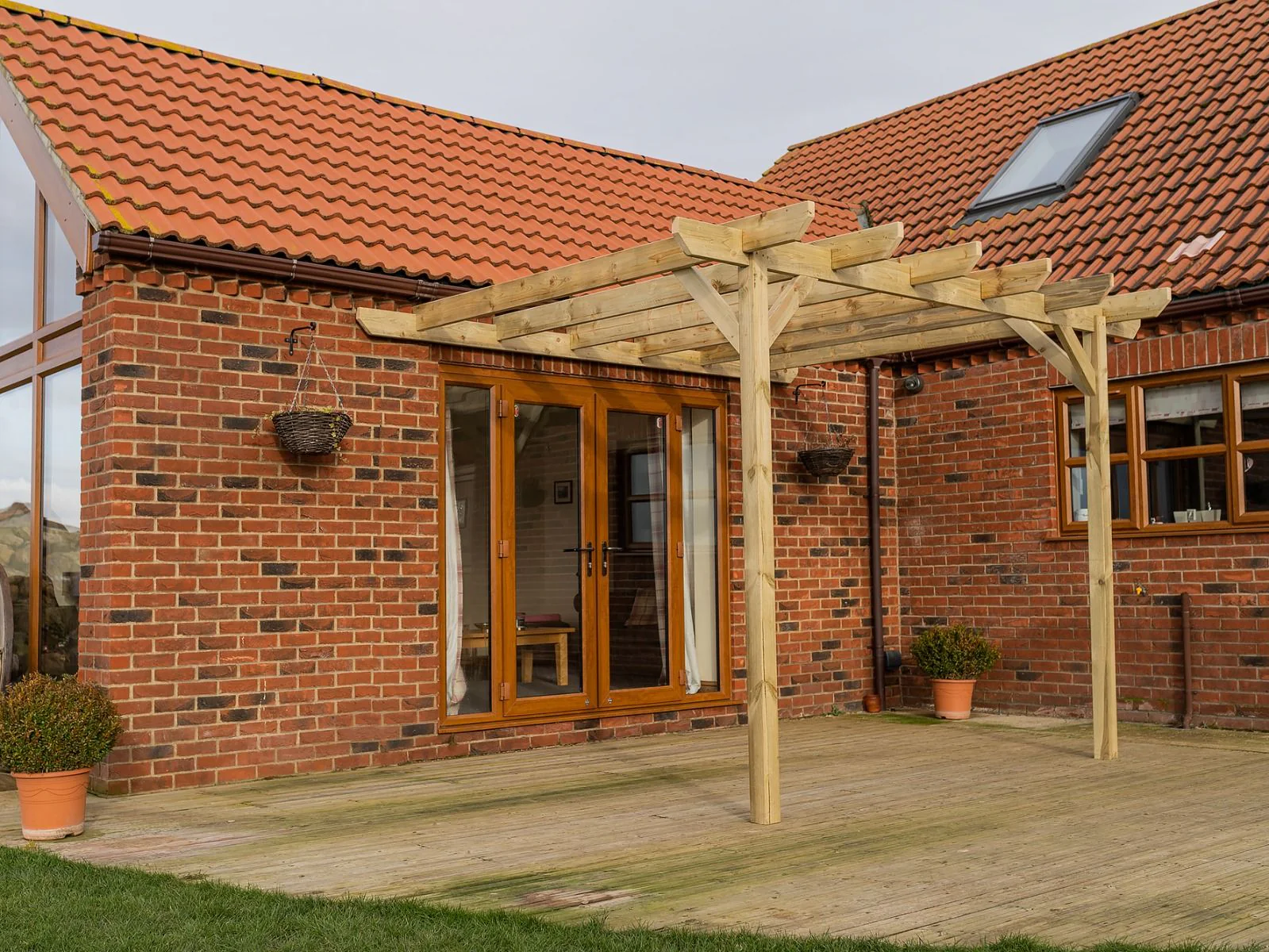 Wall Mounted Wooden Pergola Kit - Chamfered Design - Image 3