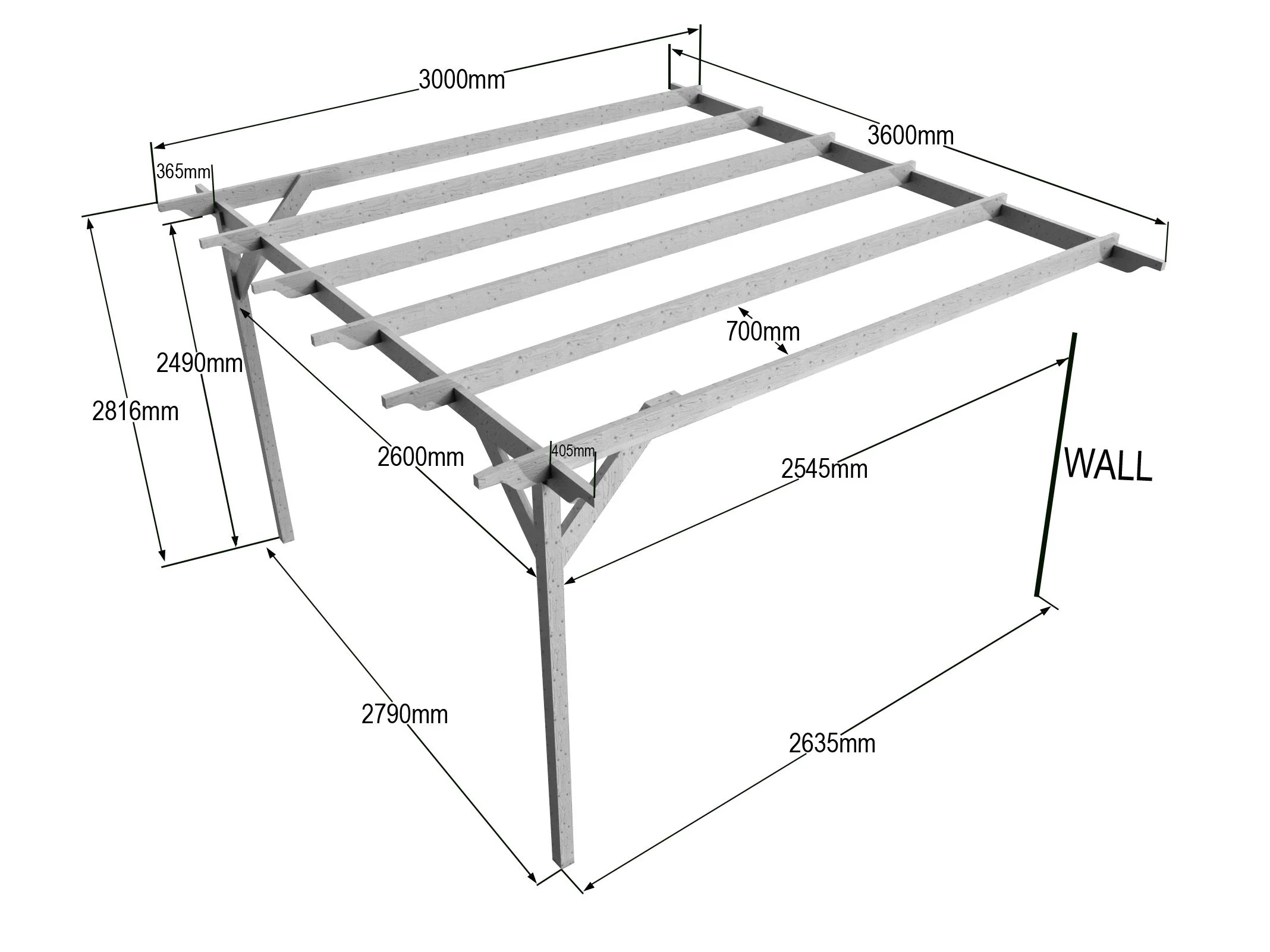 Wall Mounted Wooden Pergola Kit - Corbel Design - Image 19