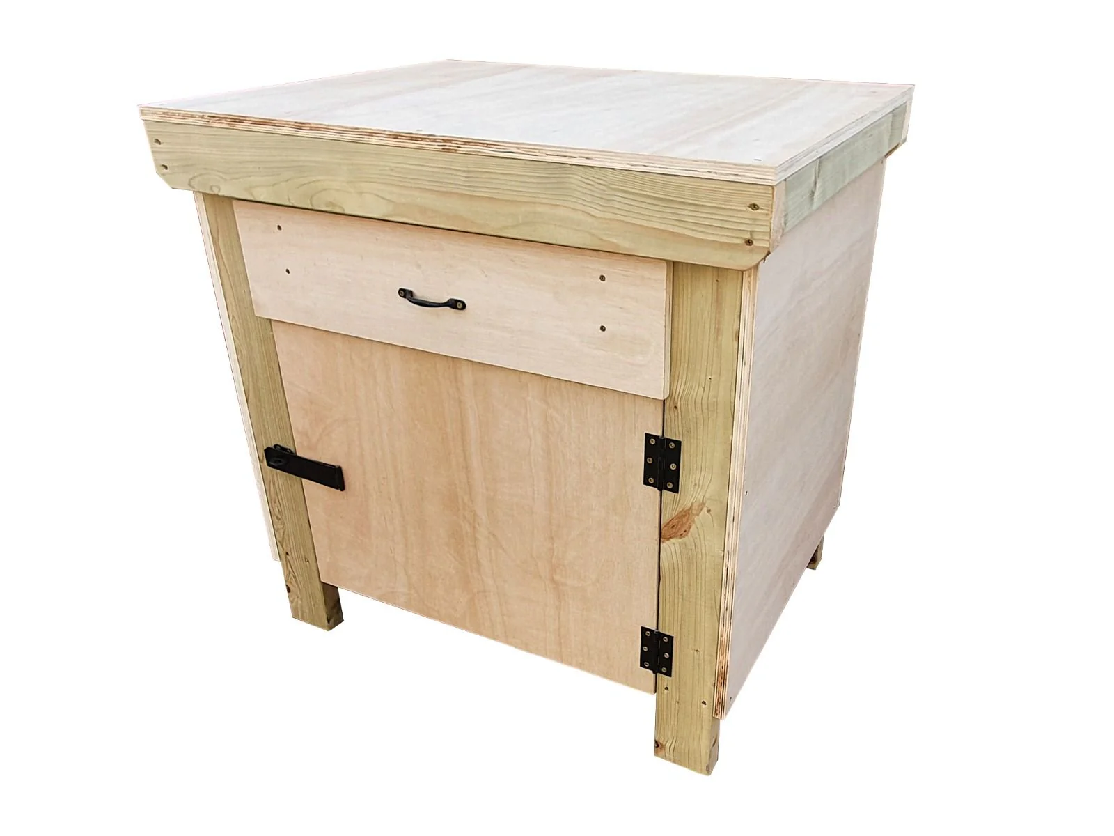Wooden Eucalyptus hardwood top storage workbench with lockable cupboard and drawers (V.4) - Image 3