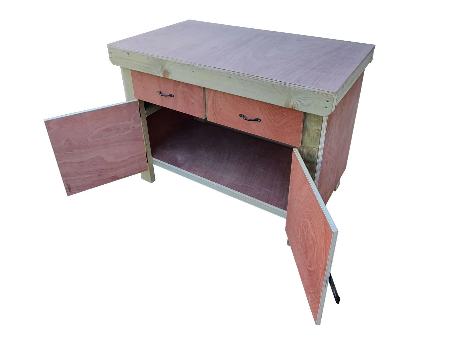 Wooden Eucalyptus hardwood top storage workbench with lockable cupboard and drawers (V.4) - Image 4