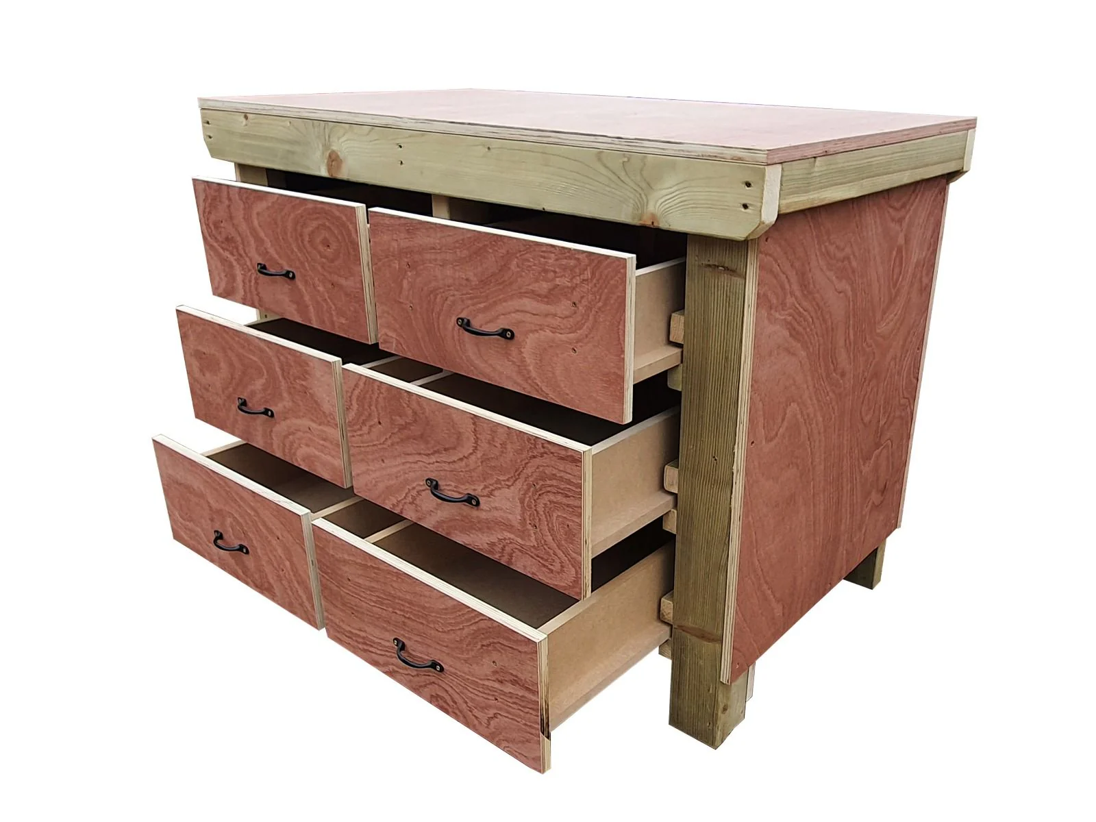 Wooden Eucalyptus Hardwood Top Workbench, Tool Cabinet With Drawers (V.2) - Image 14
