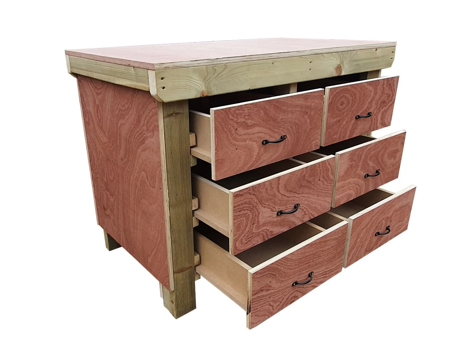 Wooden Eucalyptus Hardwood Top Workbench, Tool Cabinet With Drawers (V.2) - Image 20