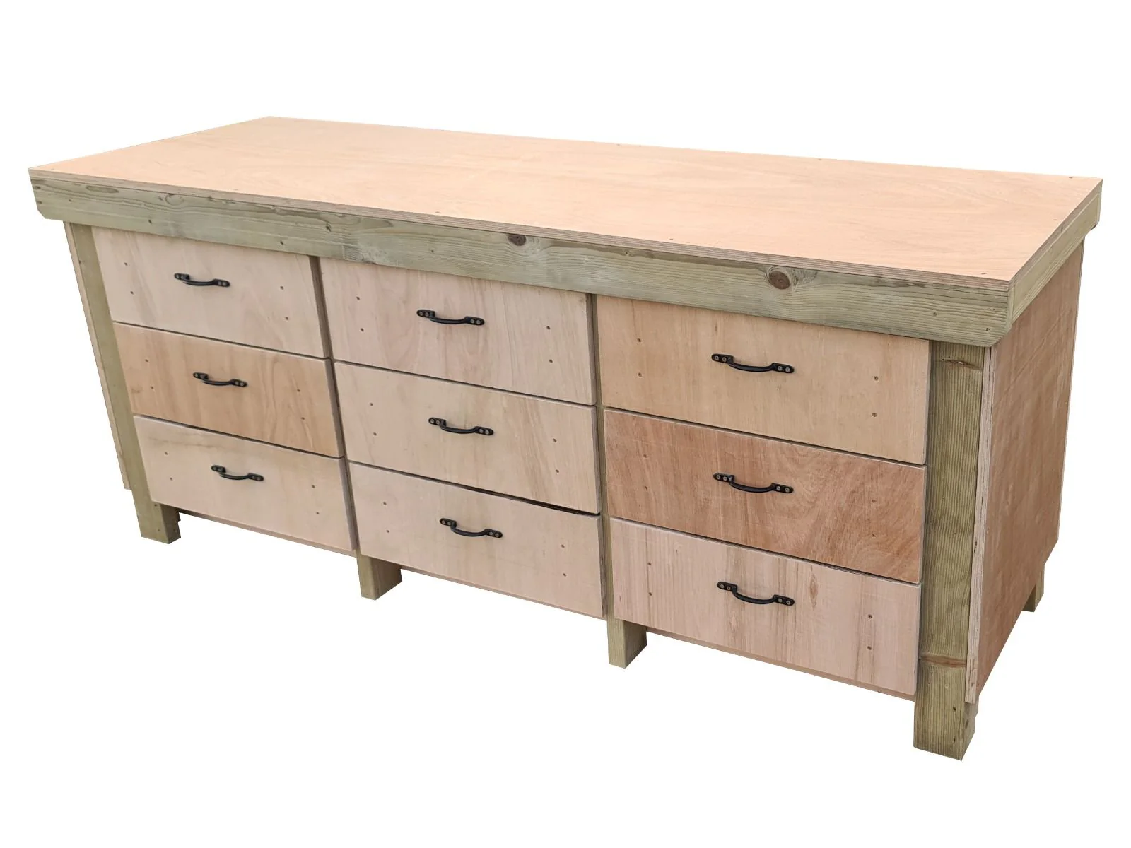 Wooden Eucalyptus Hardwood Top Workbench, Tool Cabinet With Drawers (V.2) - Image 21