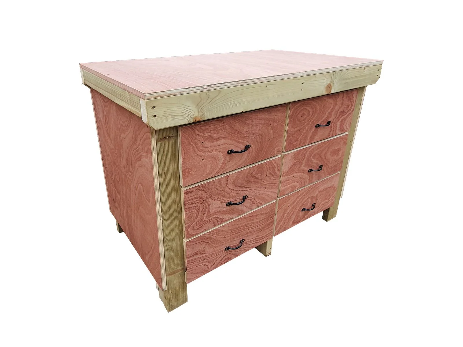 Wooden Eucalyptus Hardwood Top Workbench, Tool Cabinet With Drawers (V.2) - Image 23