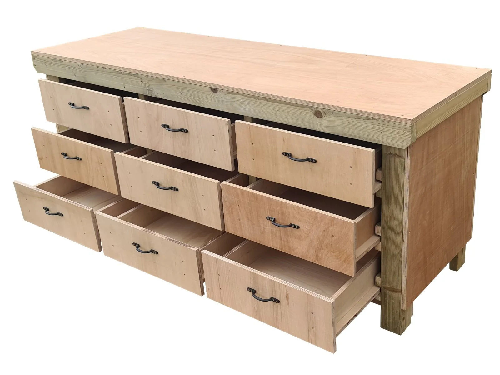 Wooden Eucalyptus Hardwood Top Workbench, Tool Cabinet With Drawers (V.2) - Image 24
