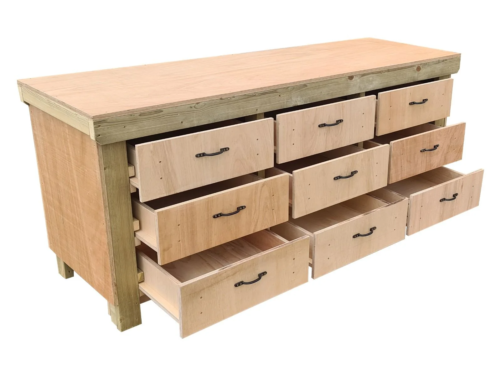 Wooden Eucalyptus Hardwood Top Workbench, Tool Cabinet With Drawers (V.2) - Image 25