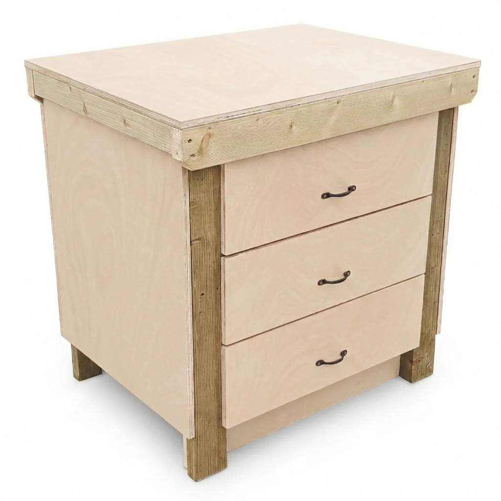 Wooden Eucalyptus Hardwood Top Workbench, Tool Cabinet With Drawers (V.2) - Image 26
