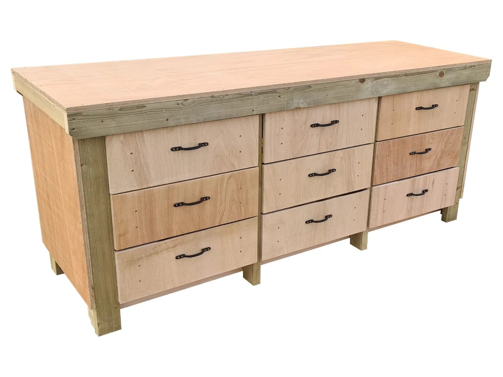 Wooden Eucalyptus Hardwood Top Workbench, Tool Cabinet With Drawers (V.2) - Image 29