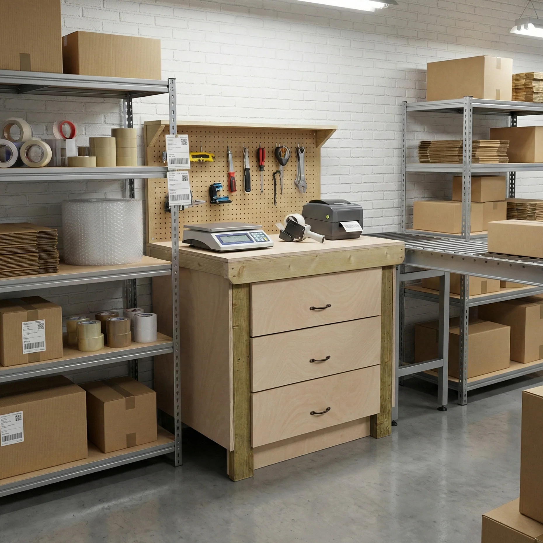 Wooden Eucalyptus Hardwood Top Workbench, Tool Cabinet With Drawers (V.2) - Image 8