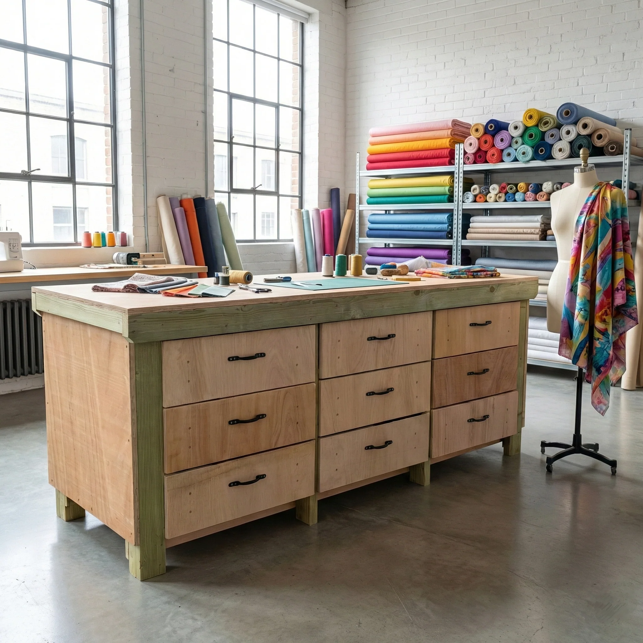 Wooden Eucalyptus Hardwood Top Workbench, Tool Cabinet With Drawers (V.2) - Image 9
