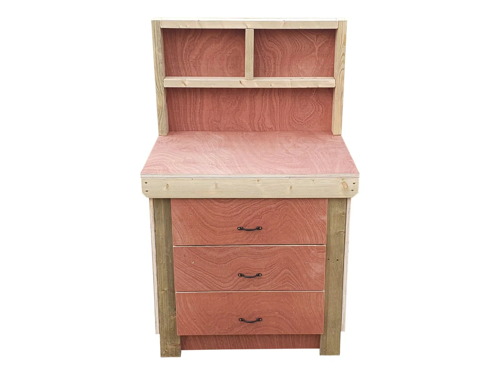 Wooden Eucalyptus Hardwood Top Workbench, Tool Cabinet With Drawers (V.2) With Back Panel - Image 5