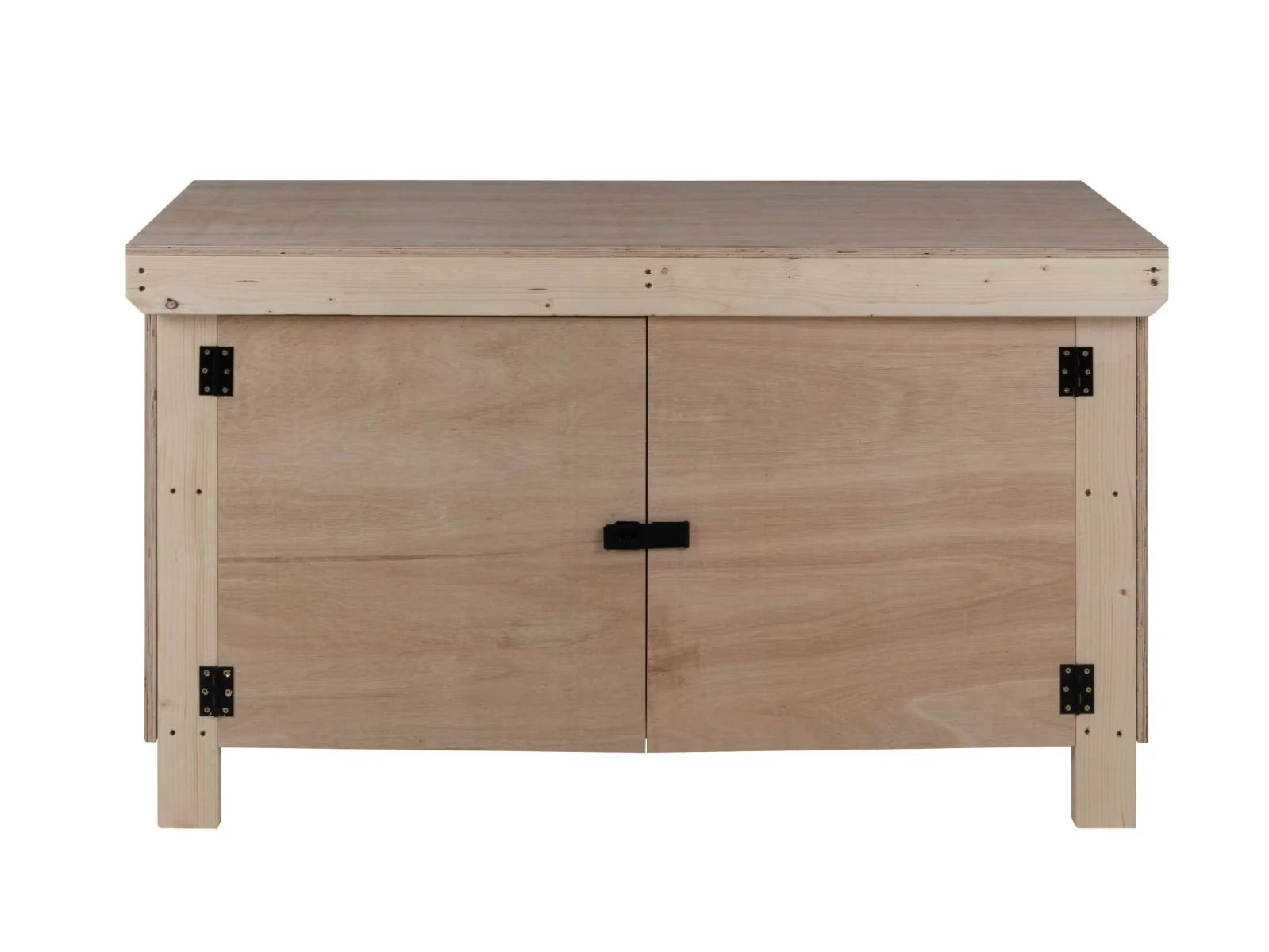 Wooden Eucalyptus hardwood top workbench with lockable cupboard (V.9) - Image 7