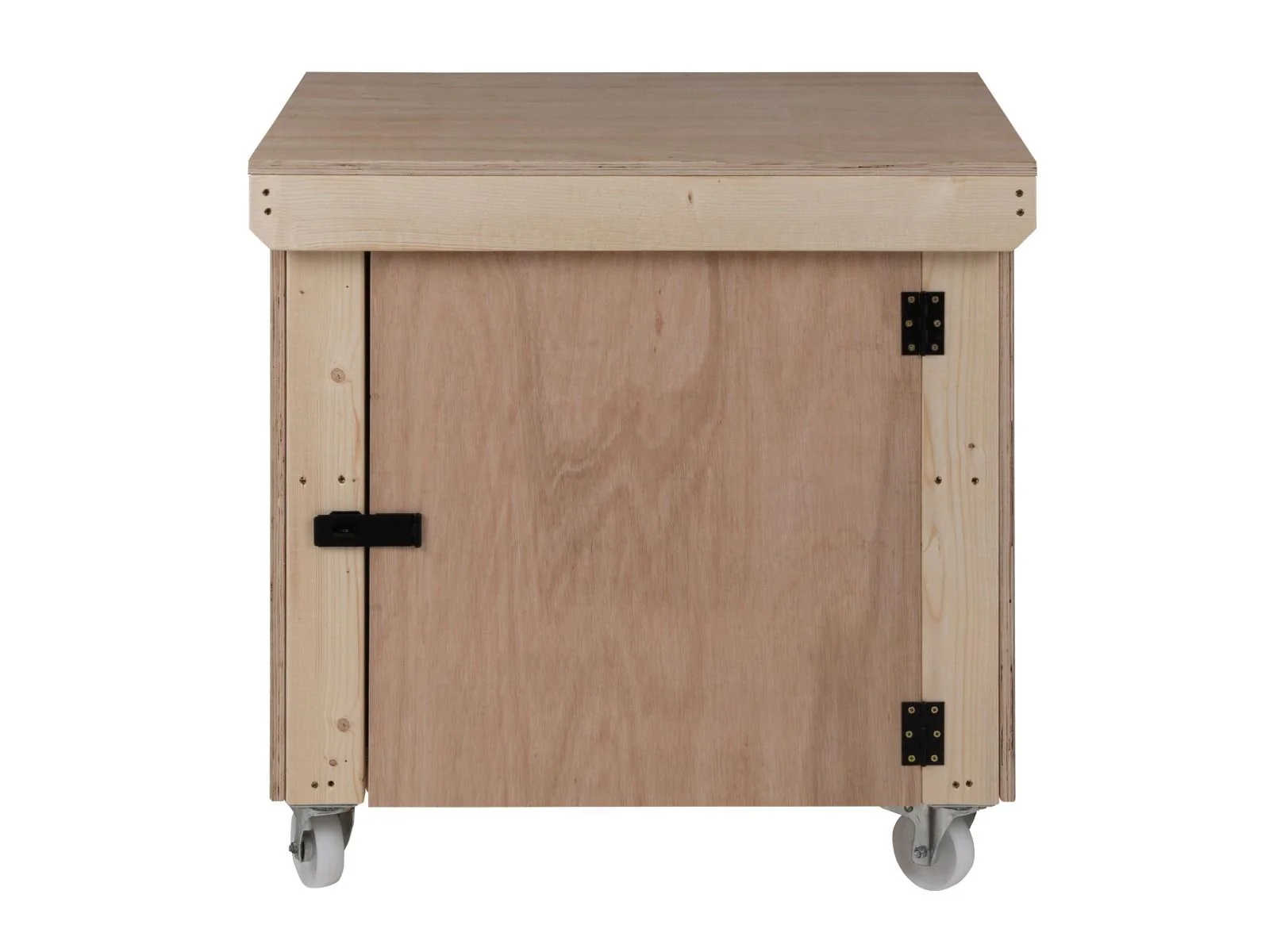 Wooden Eucalyptus hardwood top workbench with lockable cupboard (V.9) with wheels - Image 10