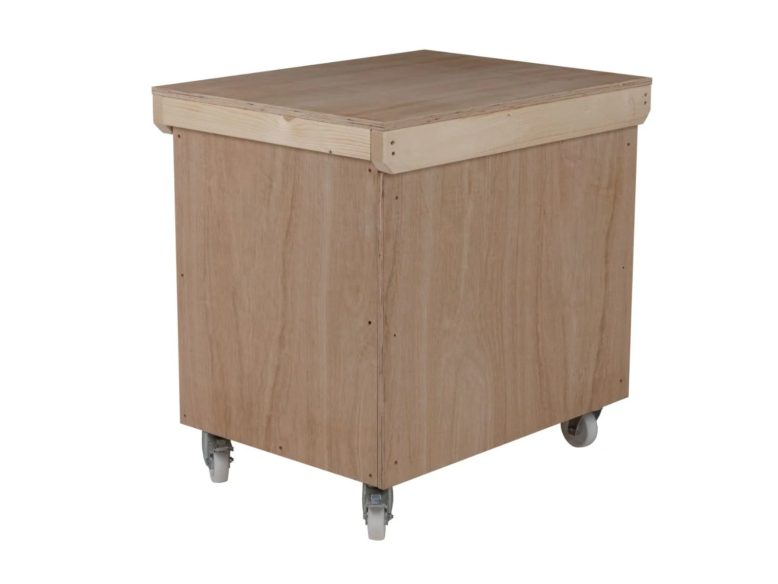 Wooden Eucalyptus hardwood top workbench with lockable cupboard (V.9) with wheels - Image 6