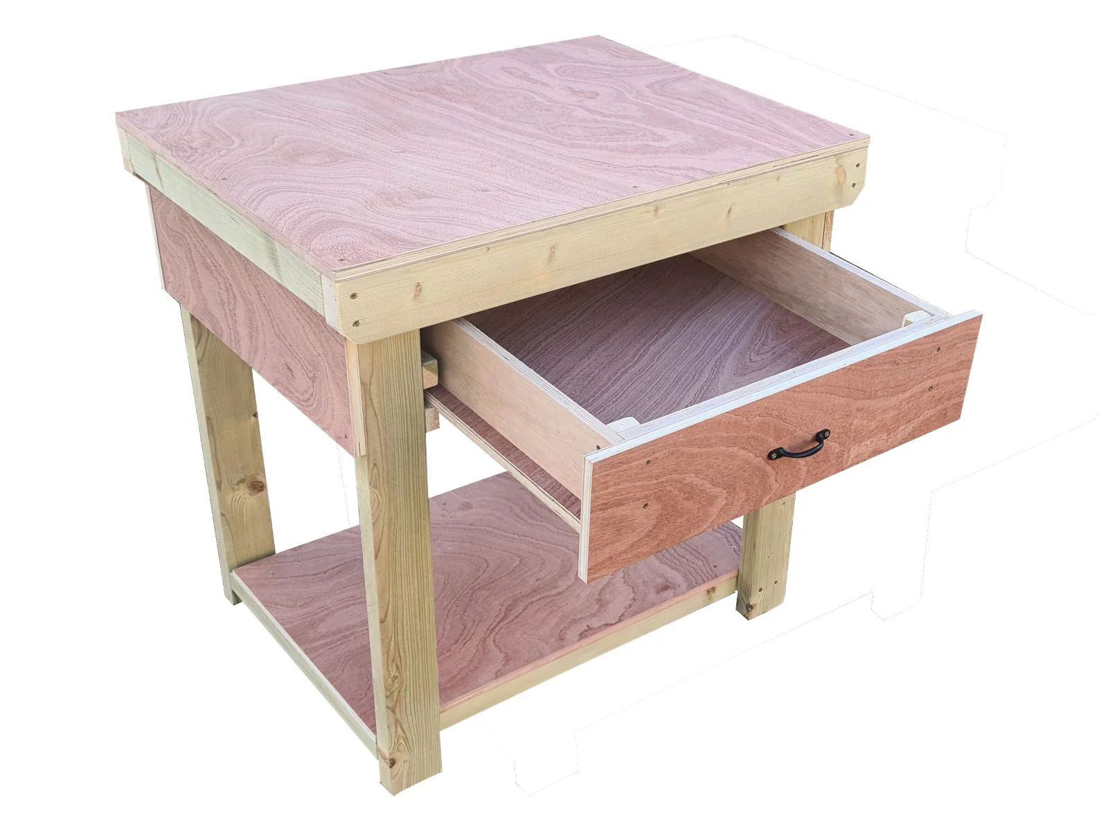 Wooden Eucalyptus hardwood workbench, tool cabinet with drawer (V.1) - Image 19