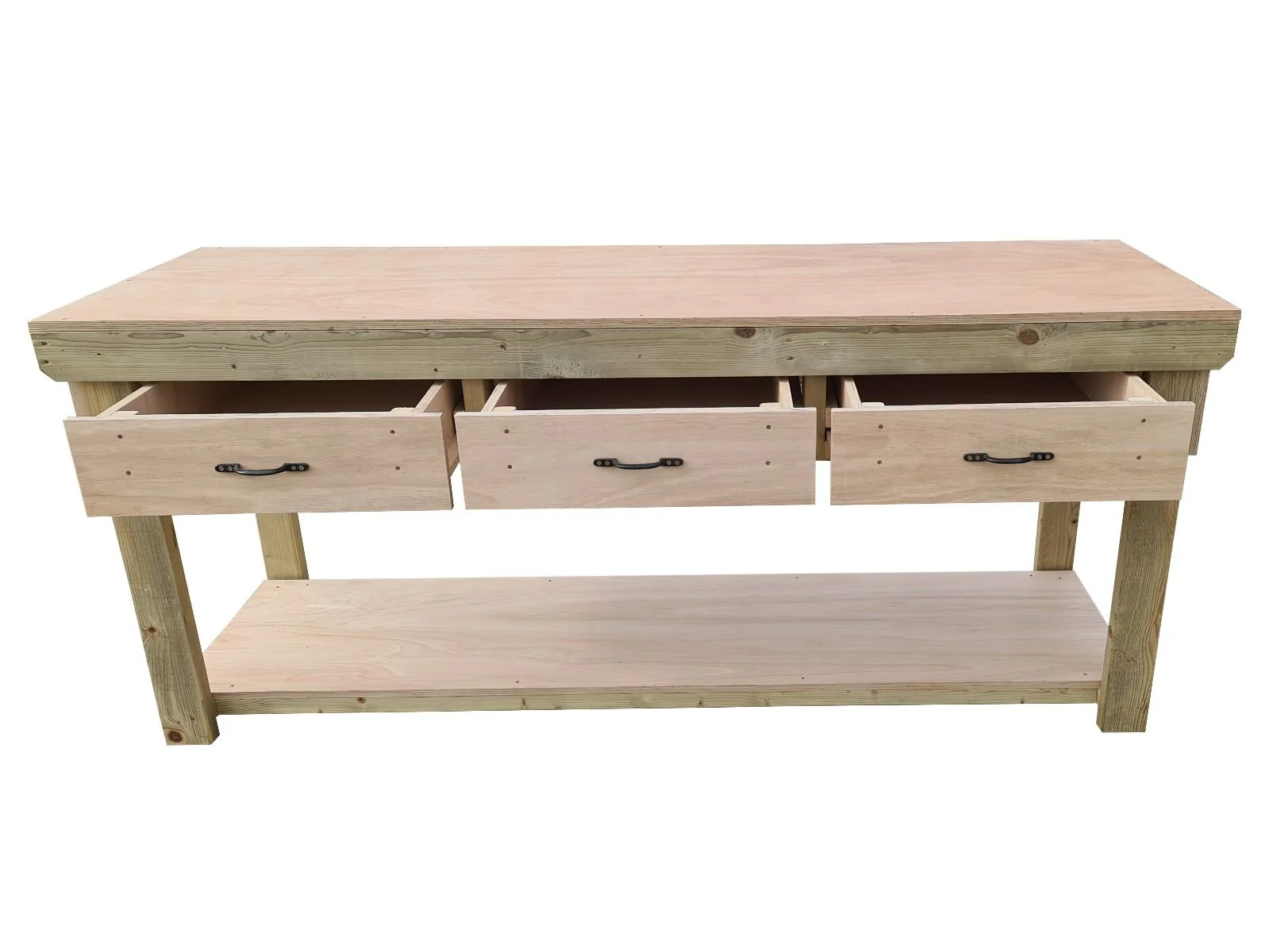Wooden Eucalyptus hardwood workbench, tool cabinet with drawer (V.1) - Image 20