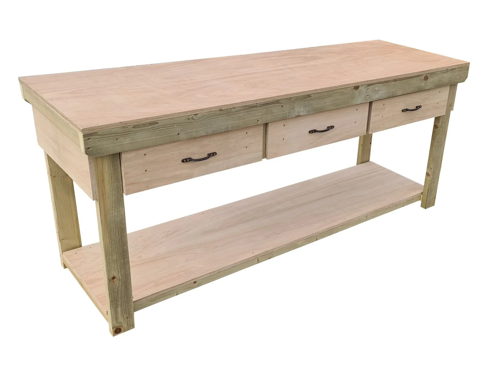Wooden Eucalyptus hardwood workbench, tool cabinet with drawer (V.1) - Image 23