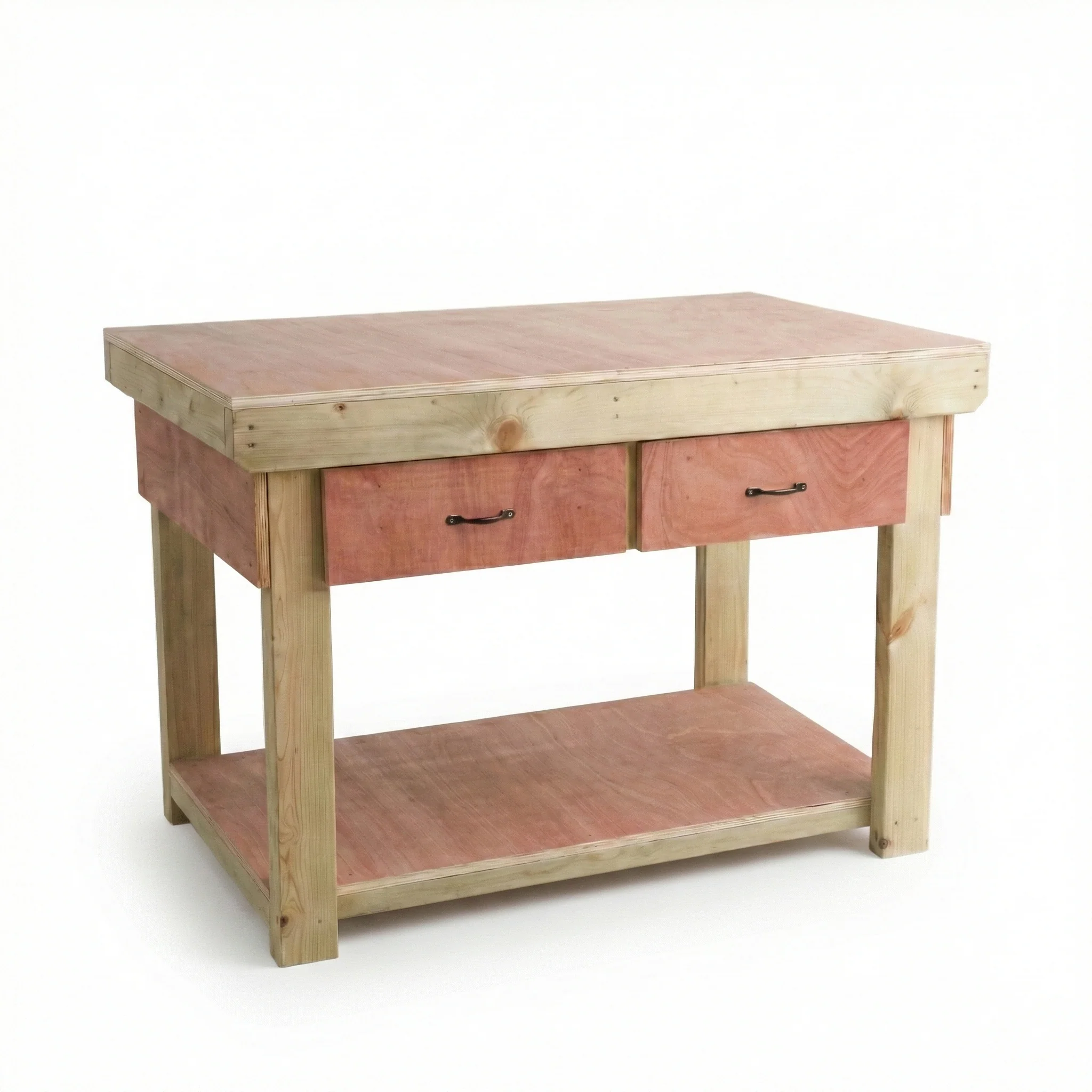 Wooden Eucalyptus hardwood workbench, tool cabinet with drawer (V.1) - Image 25